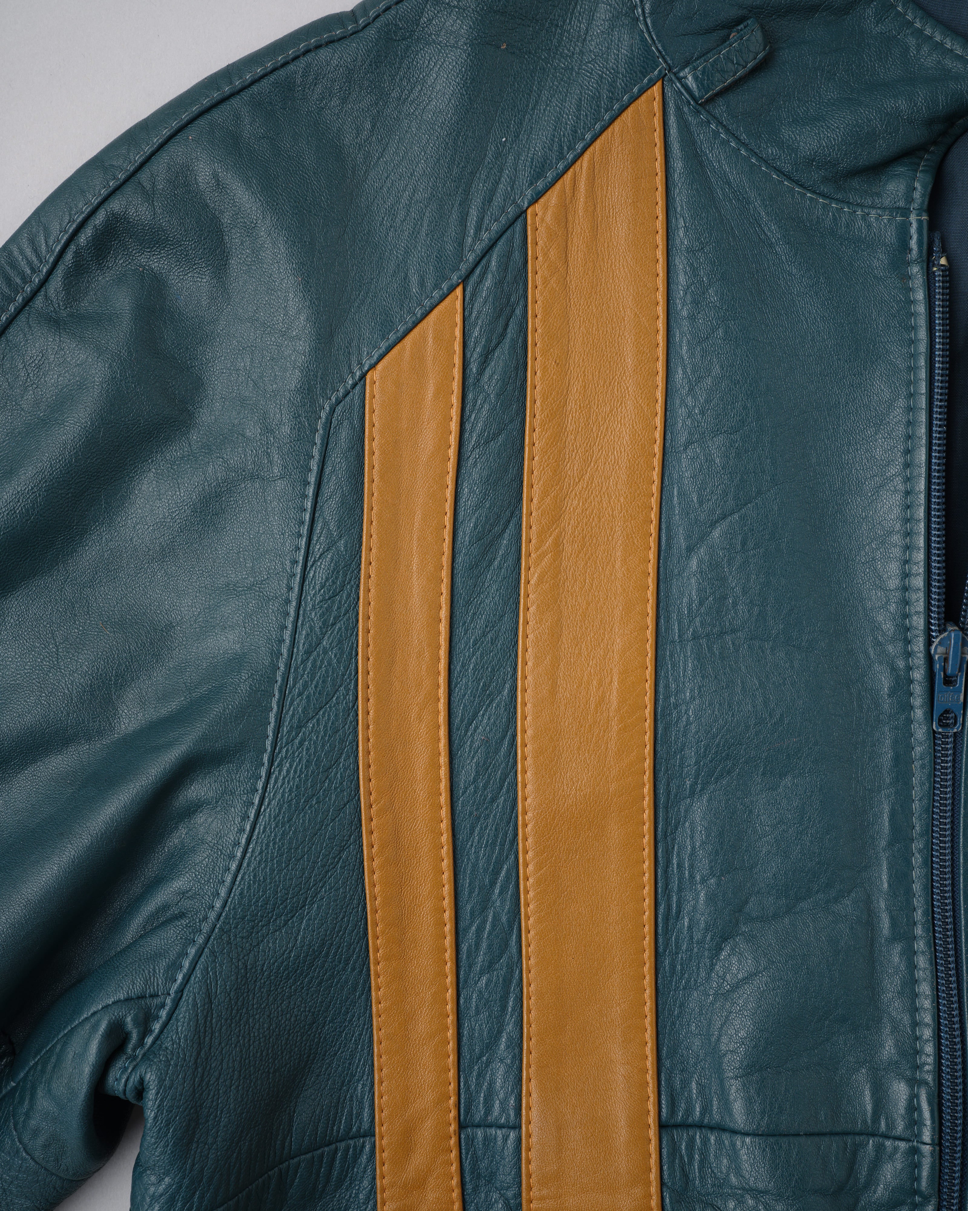 【~70's】French Vintage 2 Tone Raglan Sleeve Leather Jacket Size.S