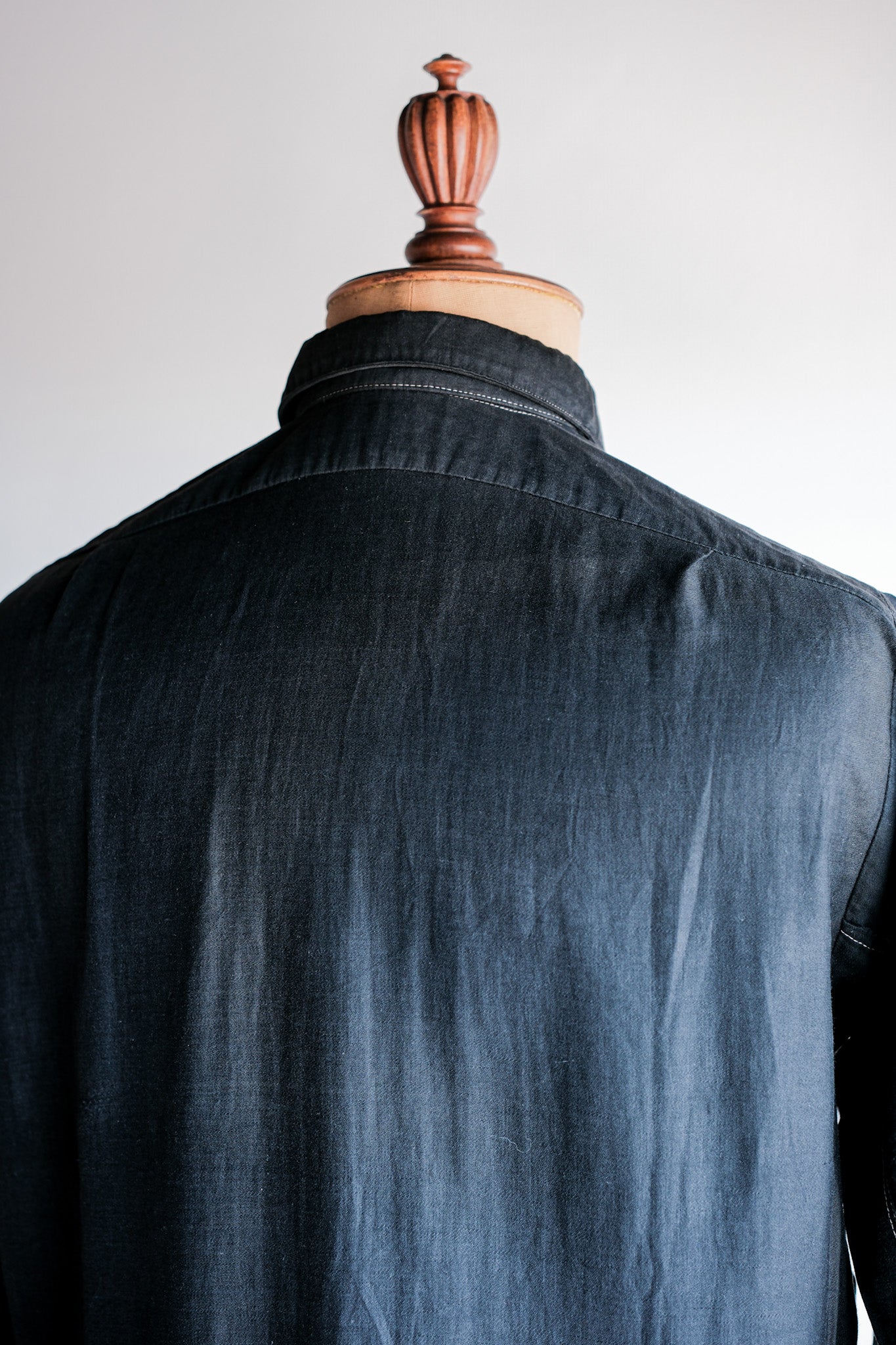 【~30's】French Vintage Black Light Moleskin Grandpa Shirt