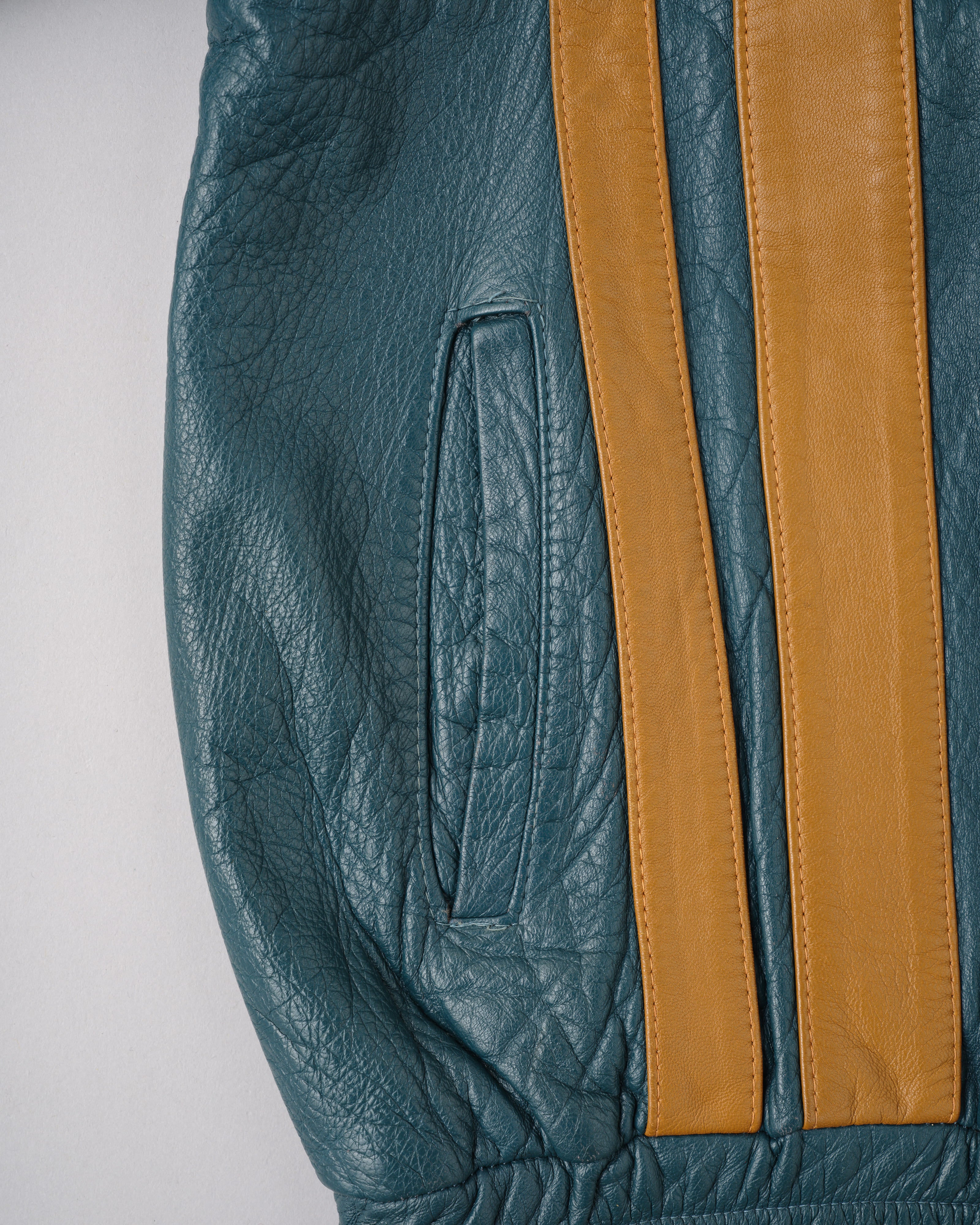 【~70's】French Vintage 2 Tone Raglan Sleeve Leather Jacket Size.S