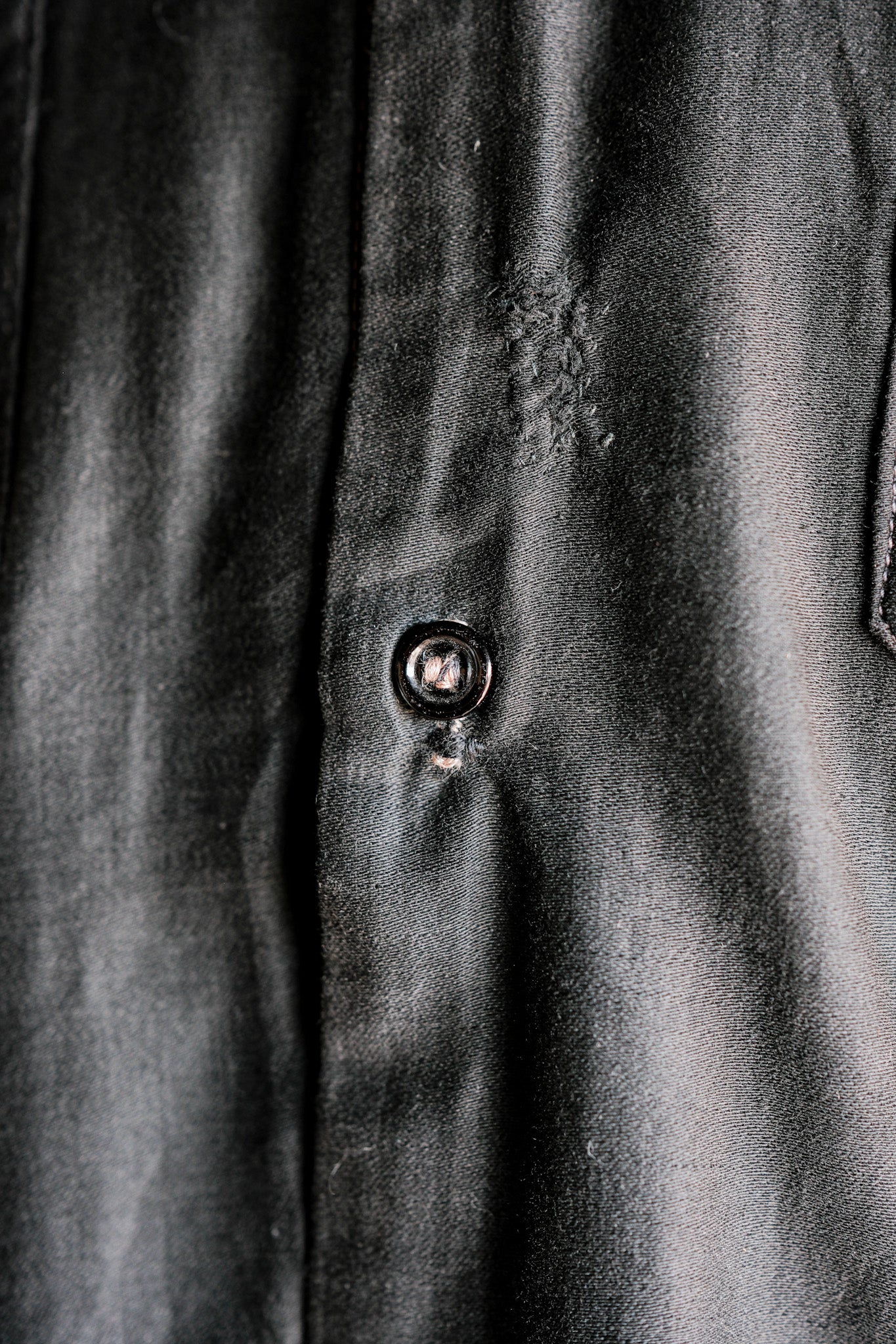 【~30's】French Vintage Black Light Moleskin Grandpa Shirt