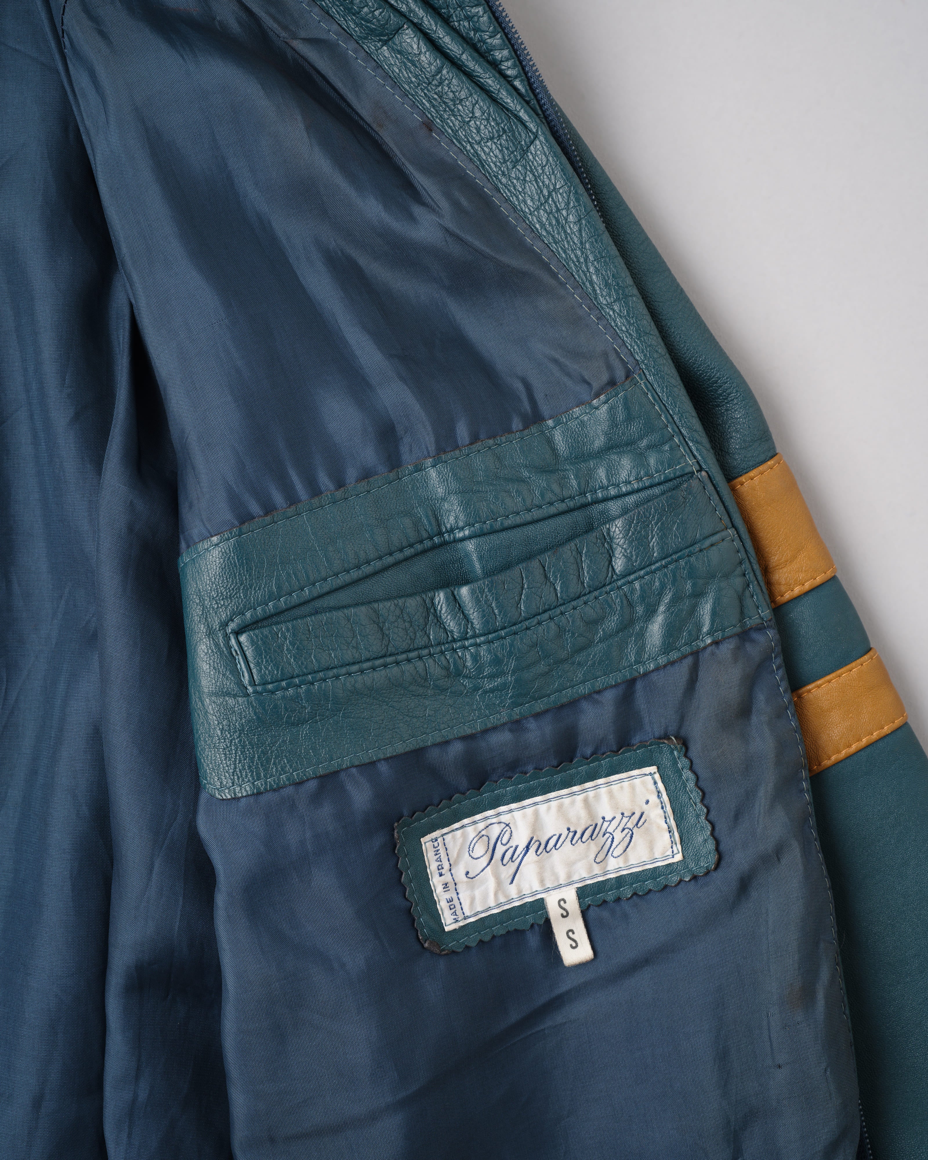 【~70's】French Vintage 2 Tone Raglan Sleeve Leather Jacket Size.S