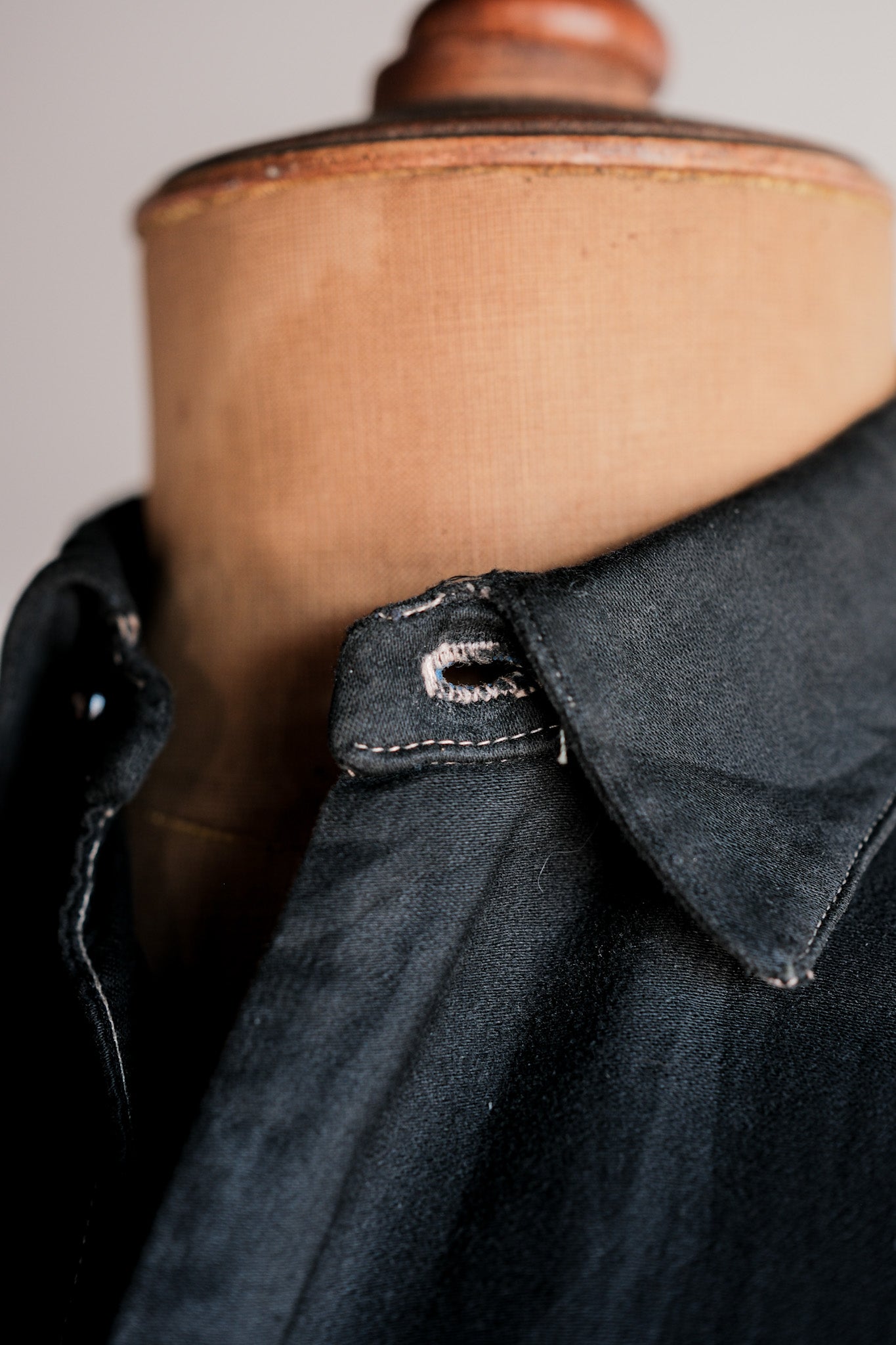 【~30's】French Vintage Black Light Moleskin Grandpa Shirt