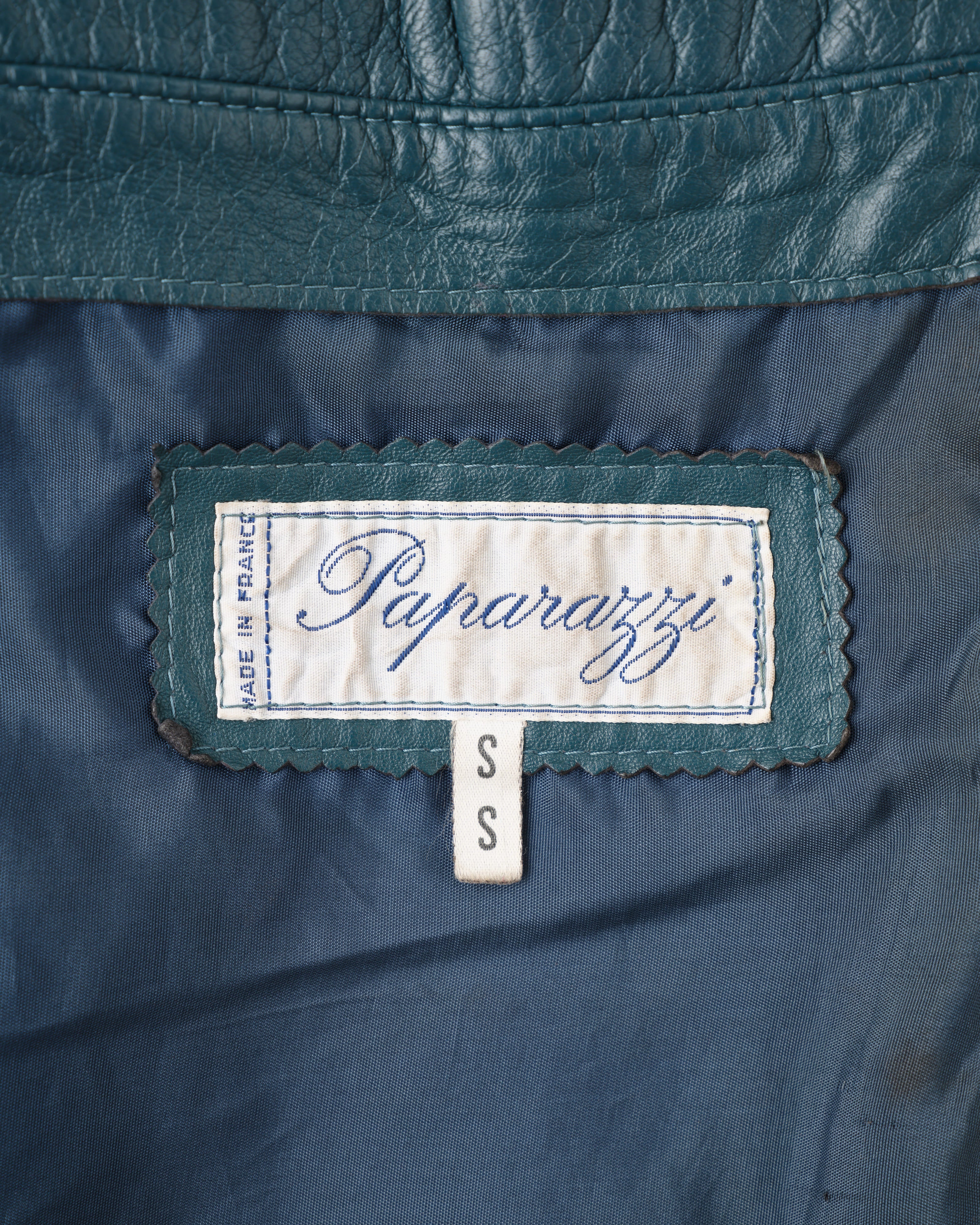 【~70's】French Vintage 2 Tone Raglan Sleeve Leather Jacket Size.S