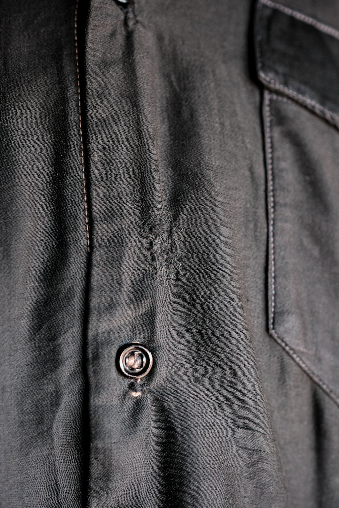 【~30's】French Vintage Black Light Moleskin Grandpa Shirt