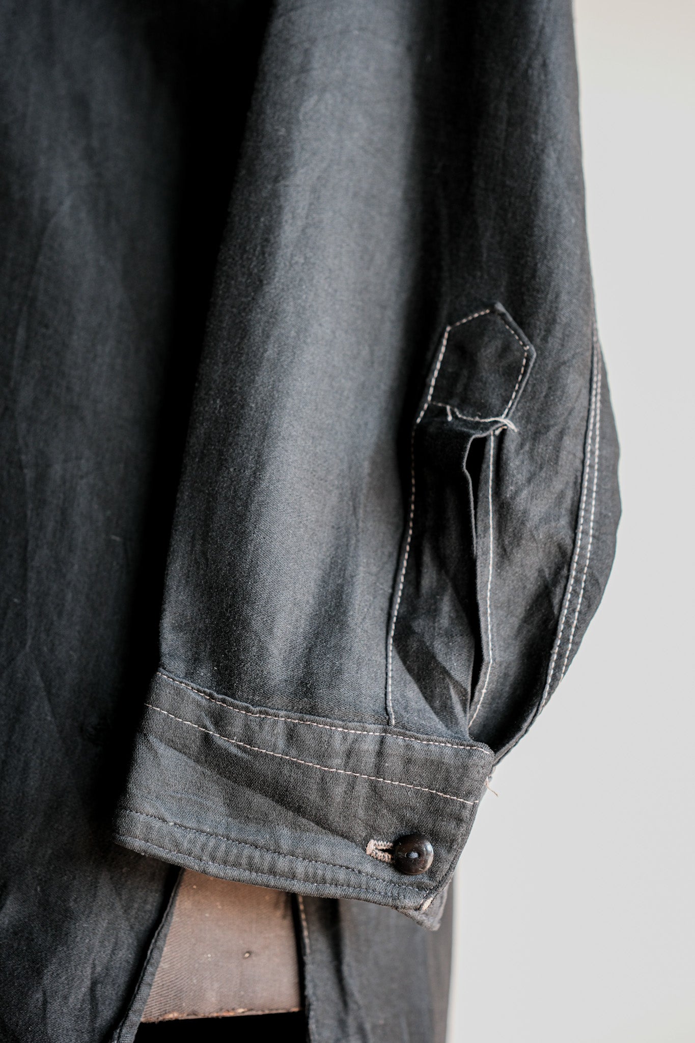 【~30's】French Vintage Black Light Moleskin Grandpa Shirt