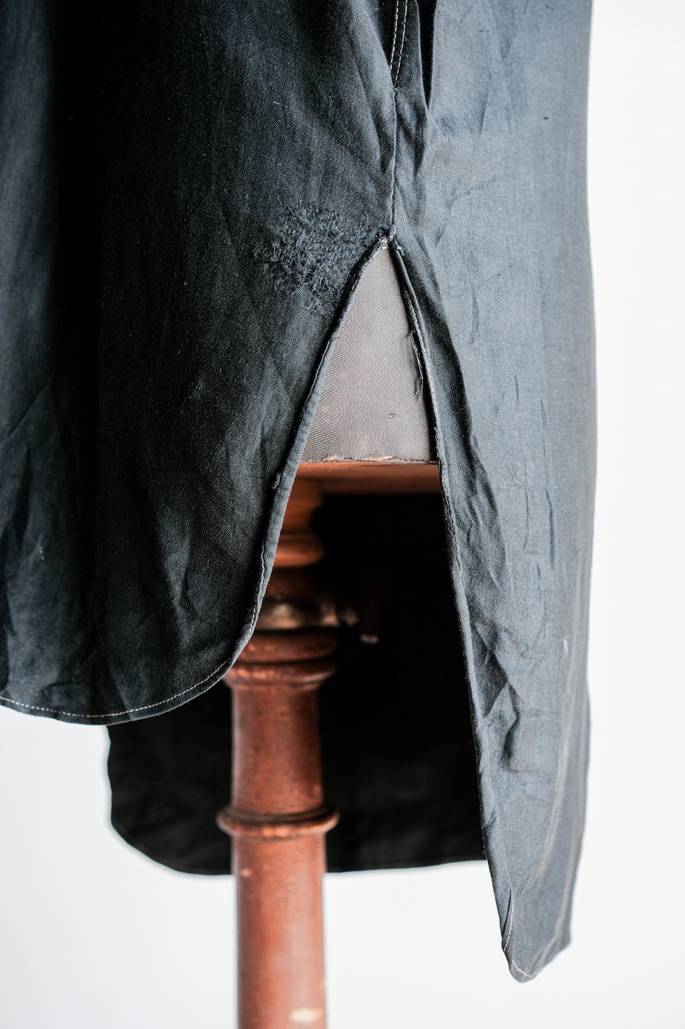 【~30's】French Vintage Black Light Moleskin Grandpa Shirt