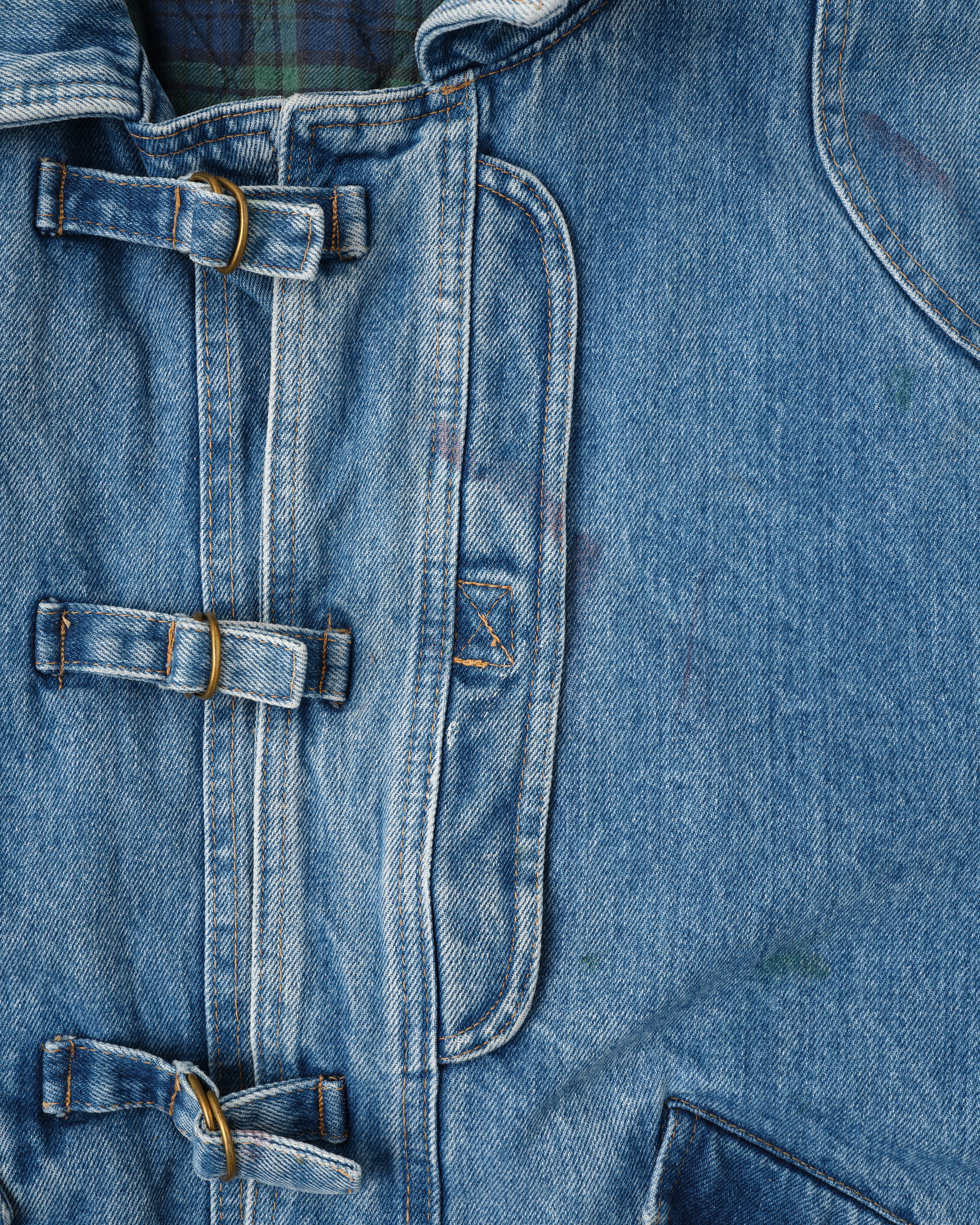 【~80’s】Italian Vintage D-ring Strap Front Design Denim Blouson Size.44