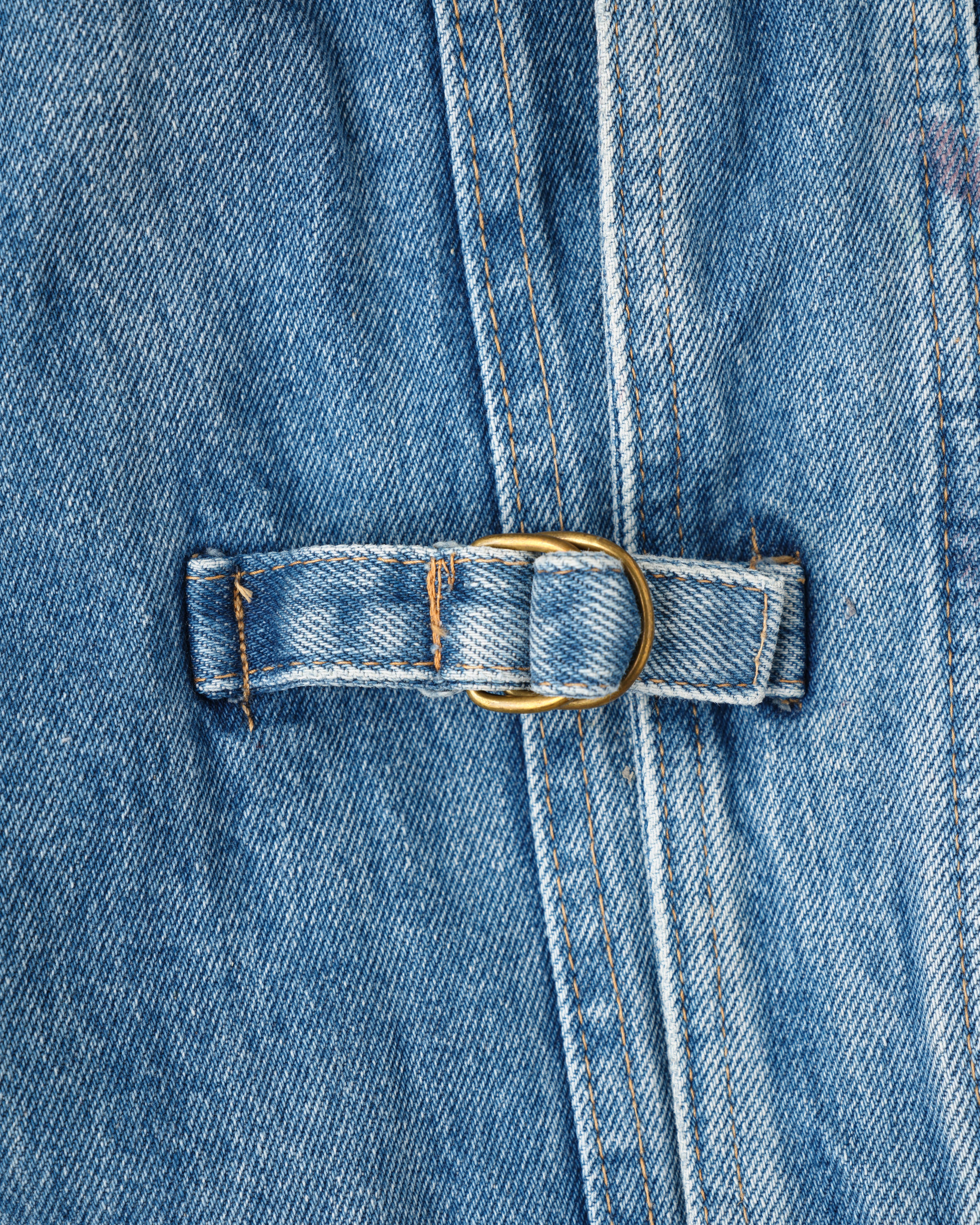 【~80’s】Italian Vintage D-ring Strap Front Design Denim Blouson Size.44