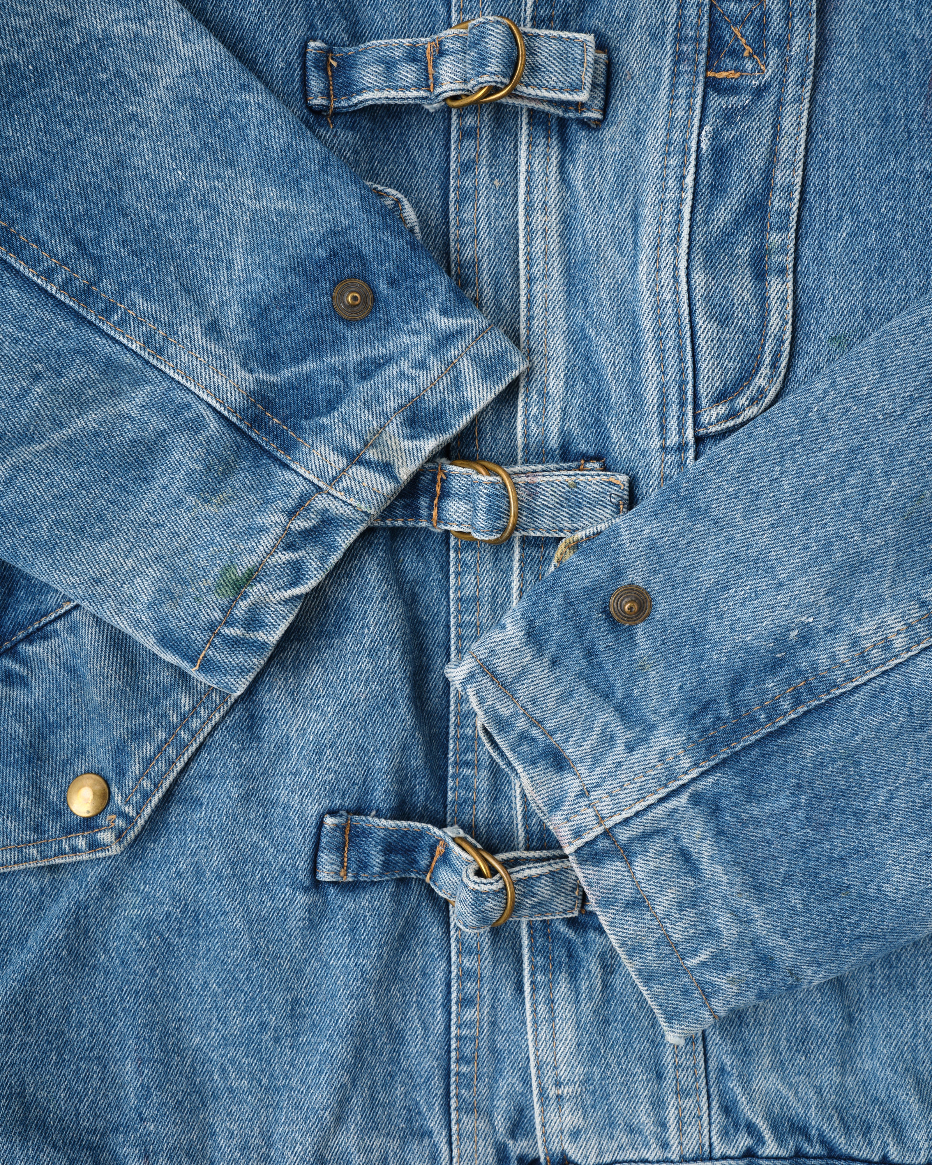 【~80’s】Italian Vintage D-ring Strap Front Design Denim Blouson Size.44