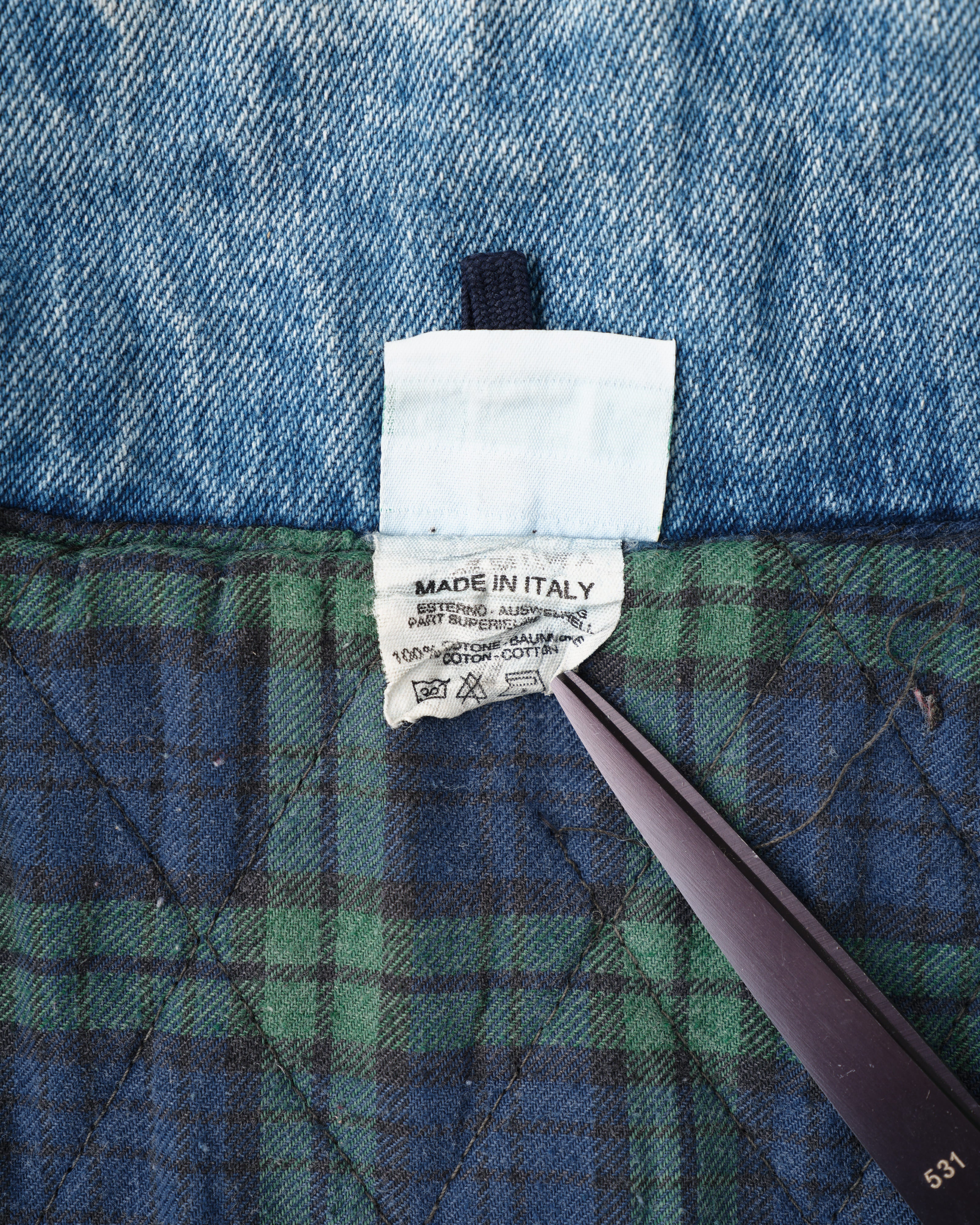 【~80’s】Italian Vintage D-ring Strap Front Design Denim Blouson Size.44