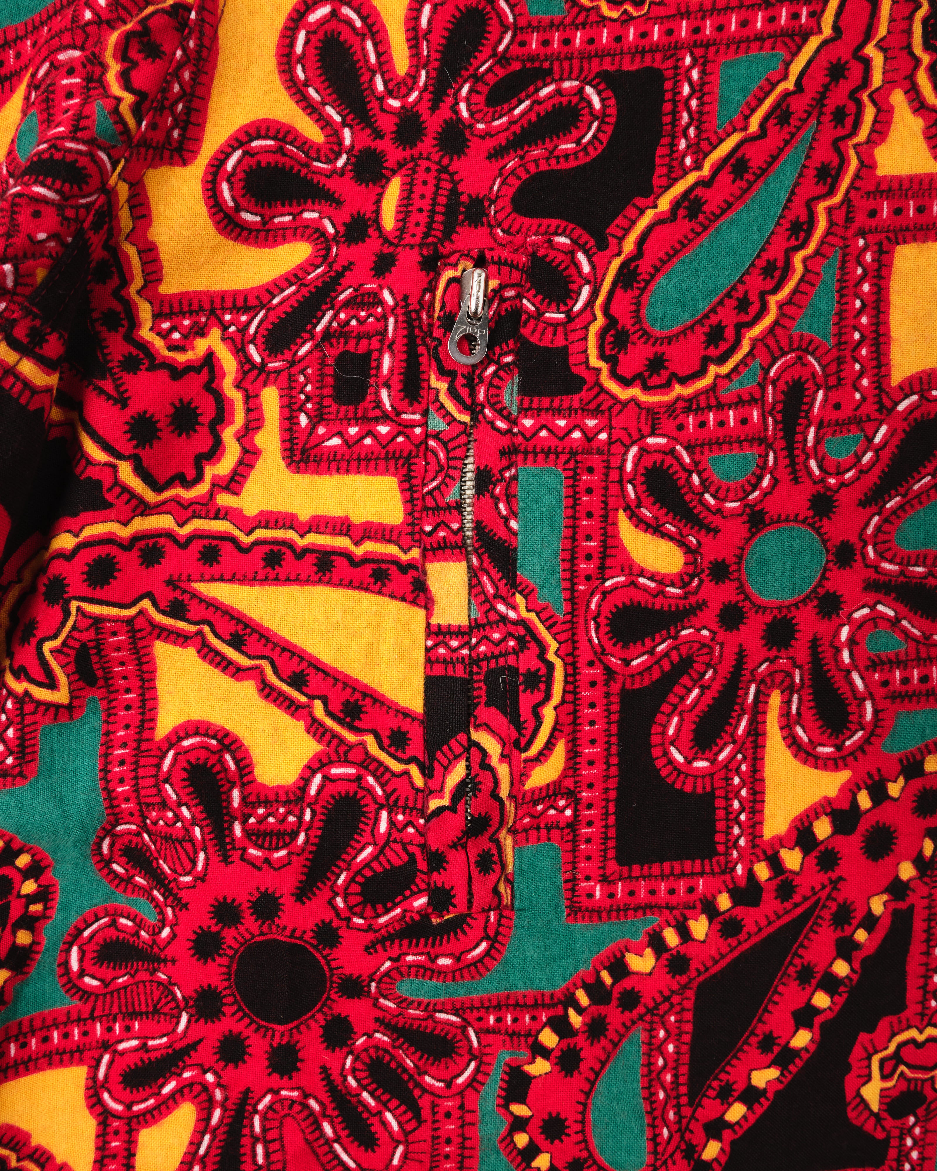 【~70’s】German Vintage Atomic Pattern Half Zip Rayon Shirt