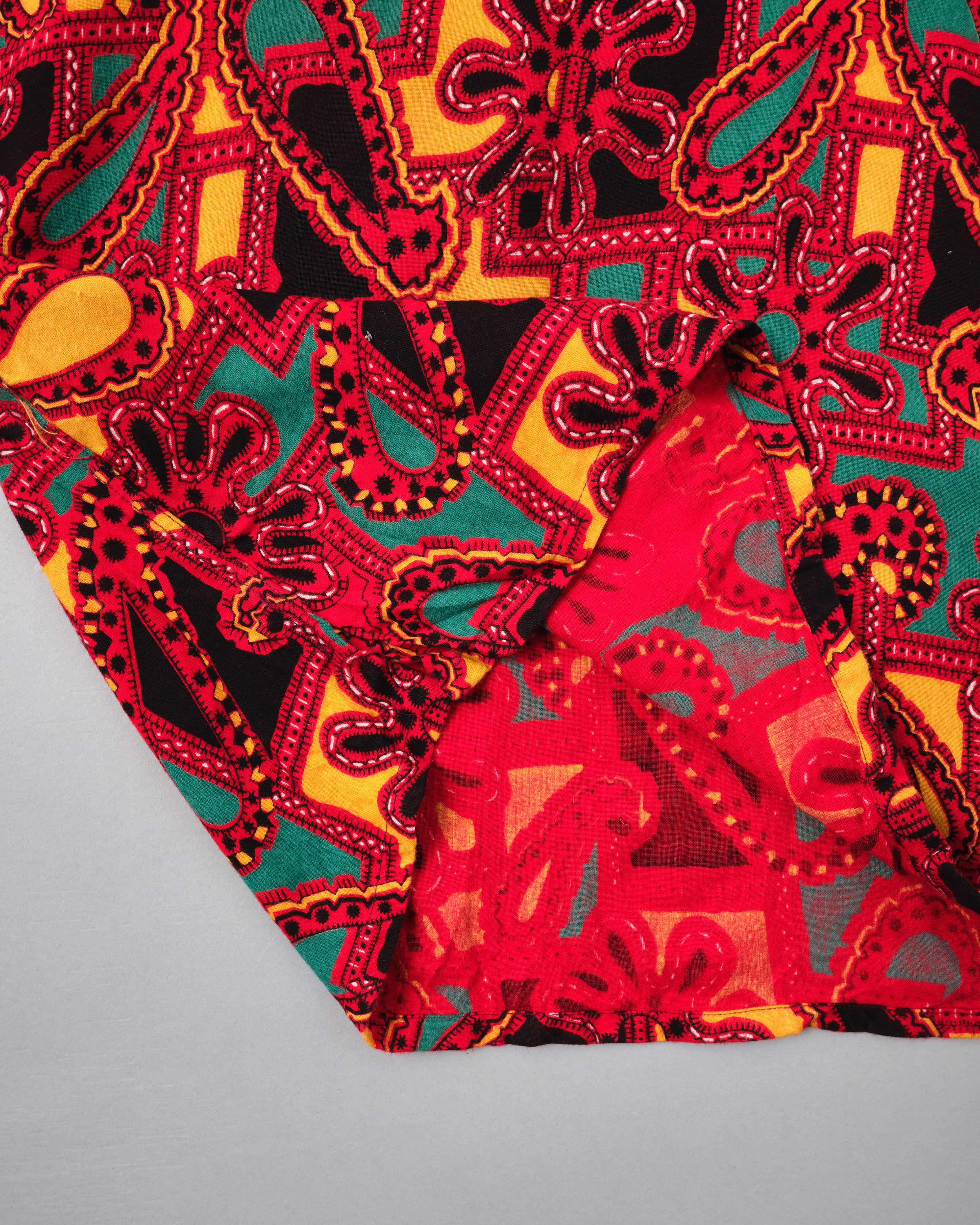 【~70’s】German Vintage Atomic Pattern Half Zip Rayon Shirt