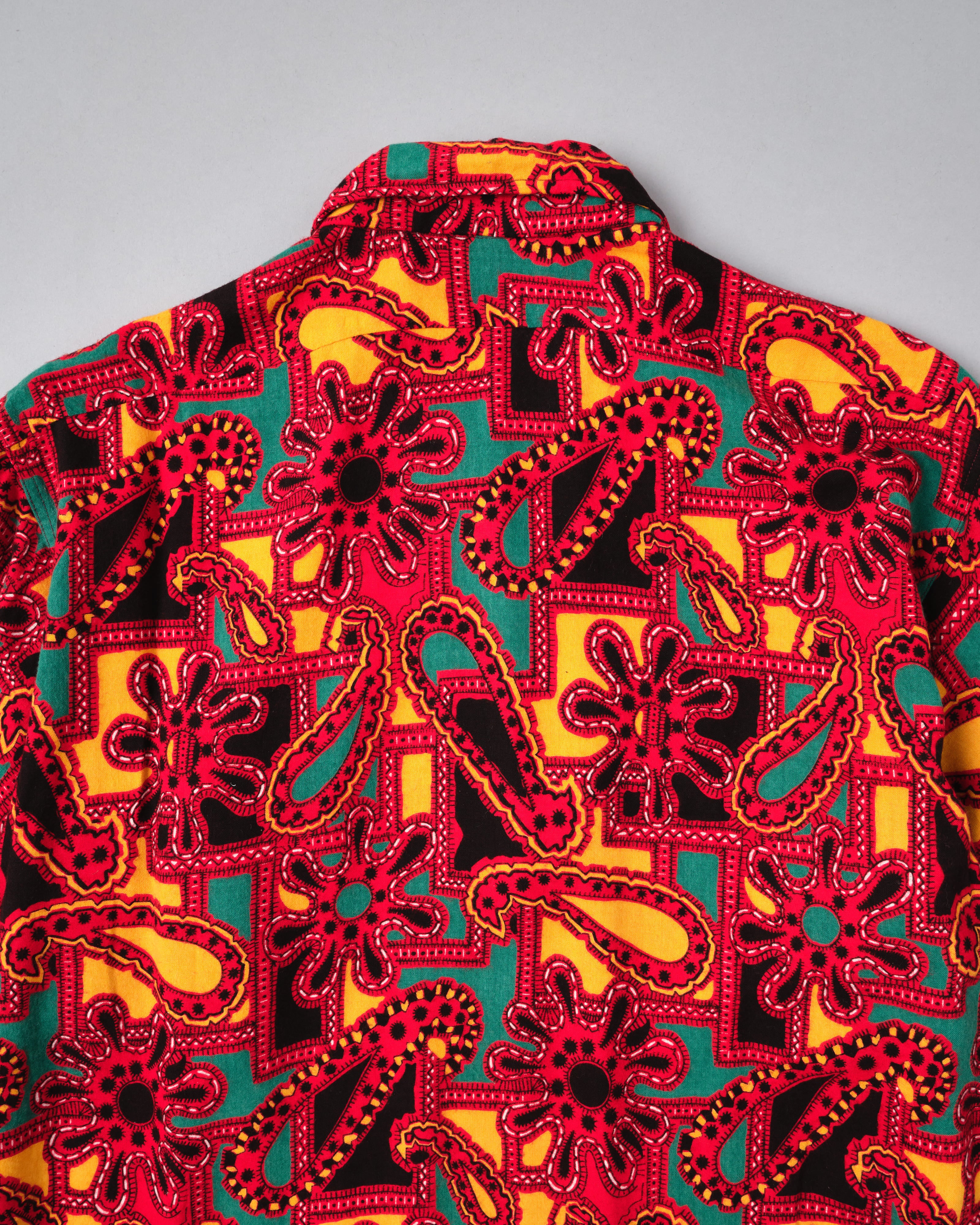 【~70’s】German Vintage Atomic Pattern Half Zip Rayon Shirt