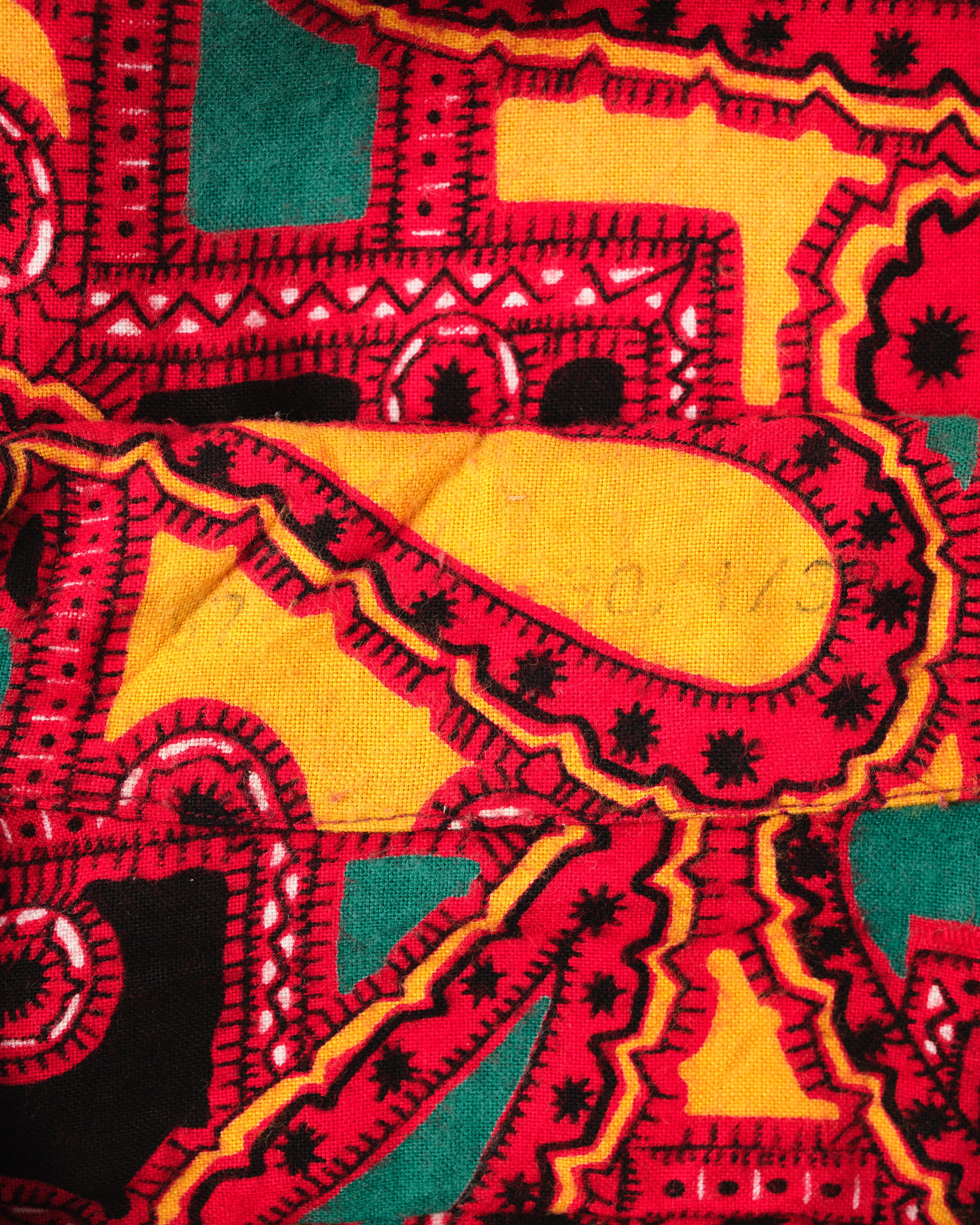 【~70’s】German Vintage Atomic Pattern Half Zip Rayon Shirt