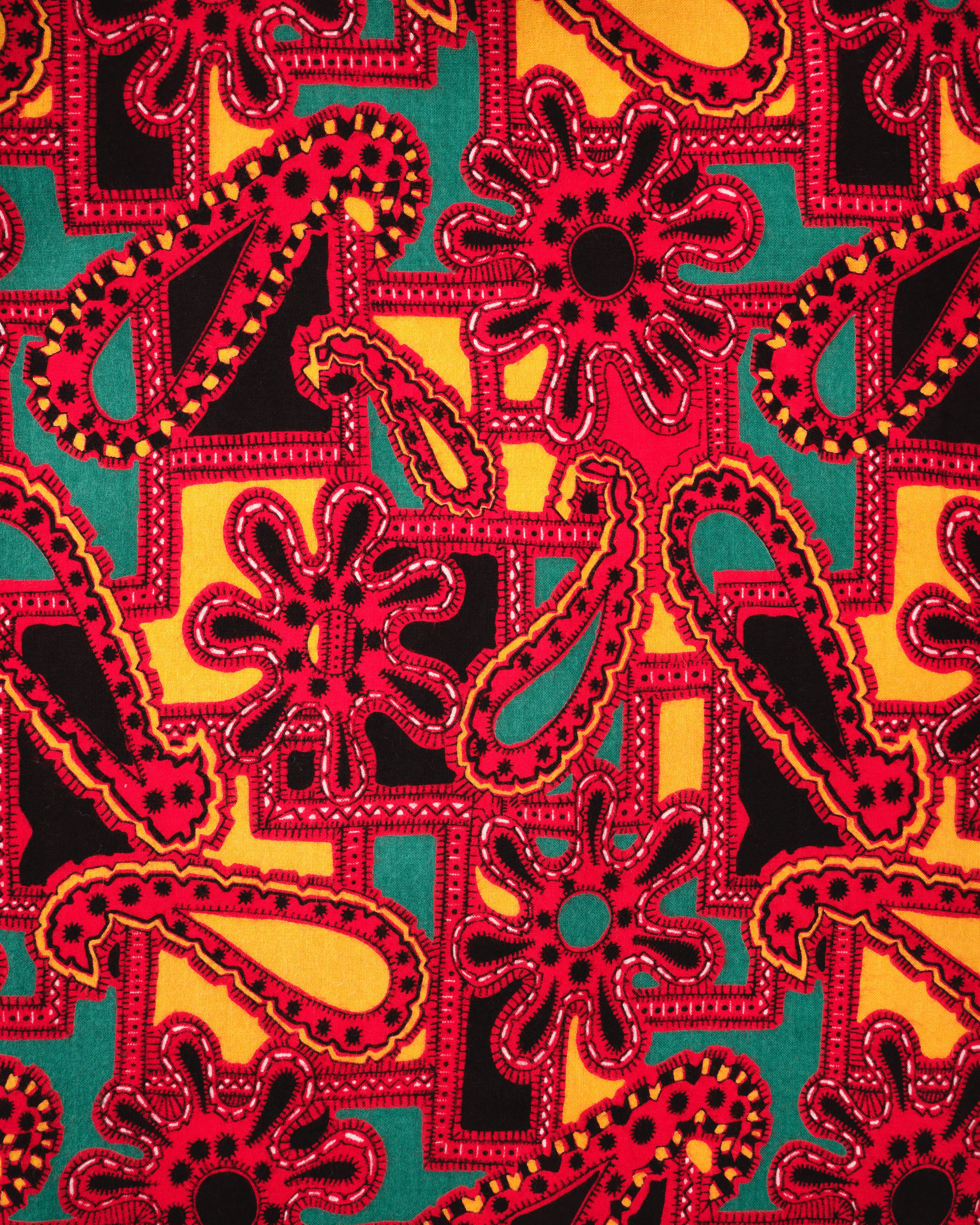 【~70’s】German Vintage Atomic Pattern Half Zip Rayon Shirt