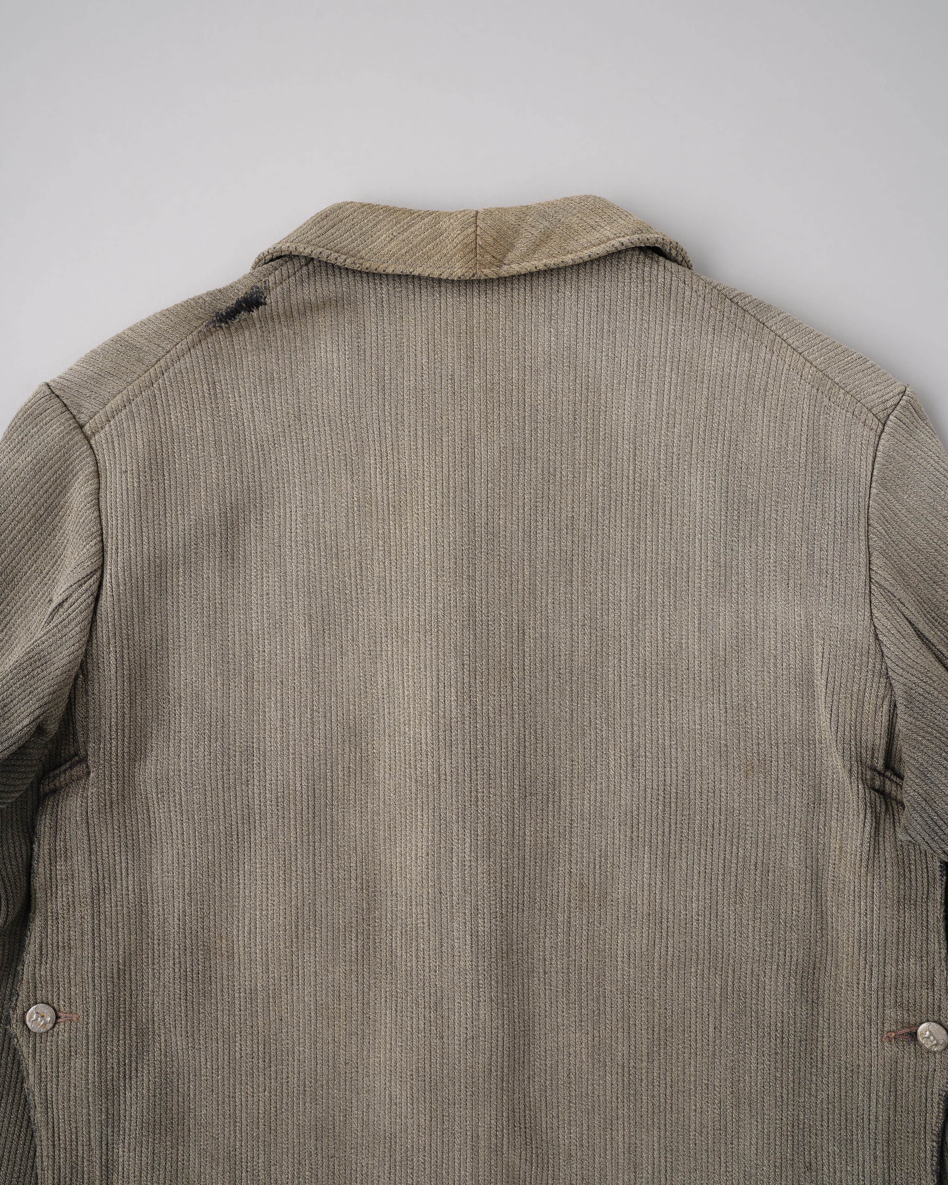 【~40's】French Vintage Gray Cotton Pique Hunting Jacket "Salt & Pepper Lining"