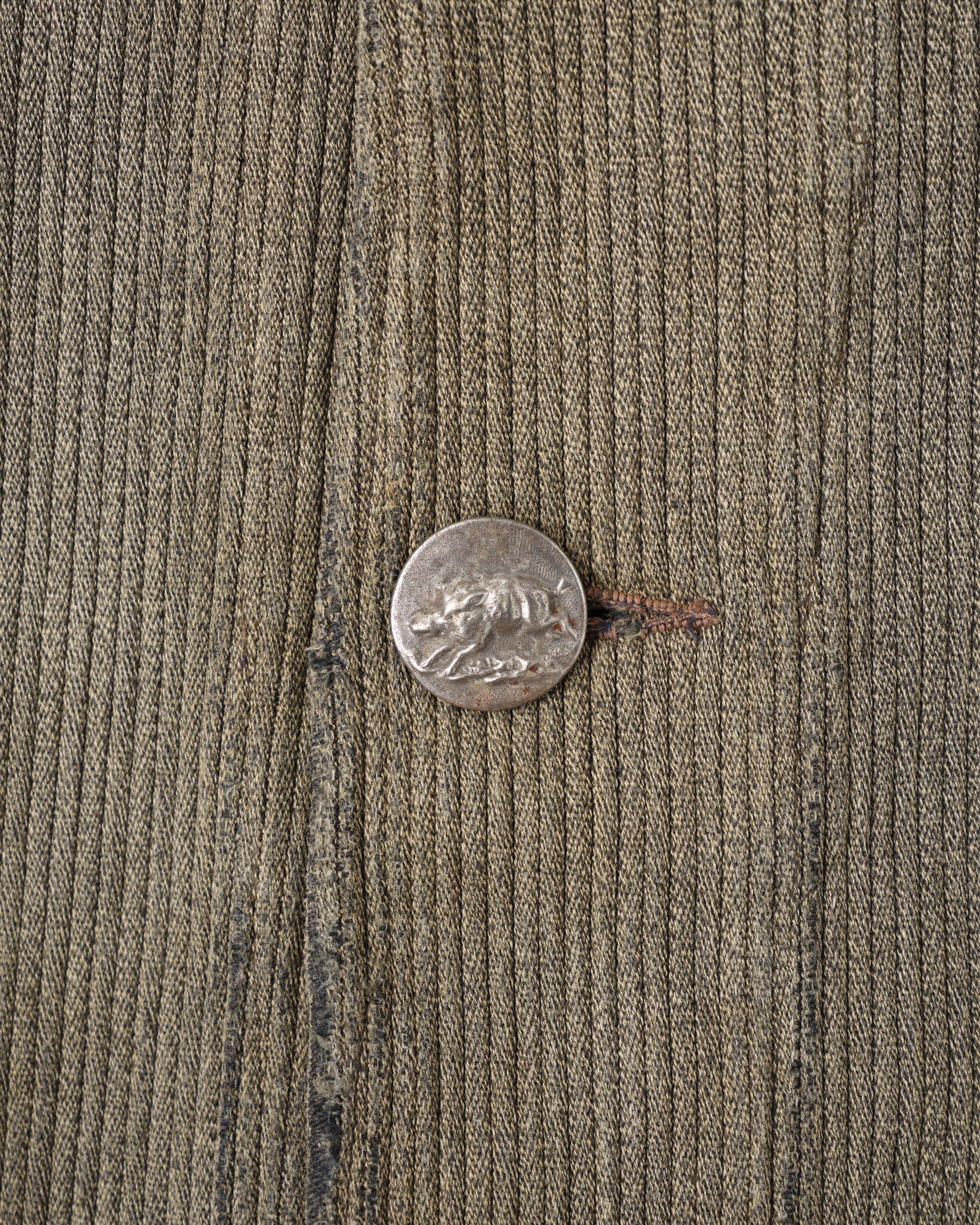 【~40's】French Vintage Gray Cotton Pique Hunting Jacket "Salt & Pepper Lining"