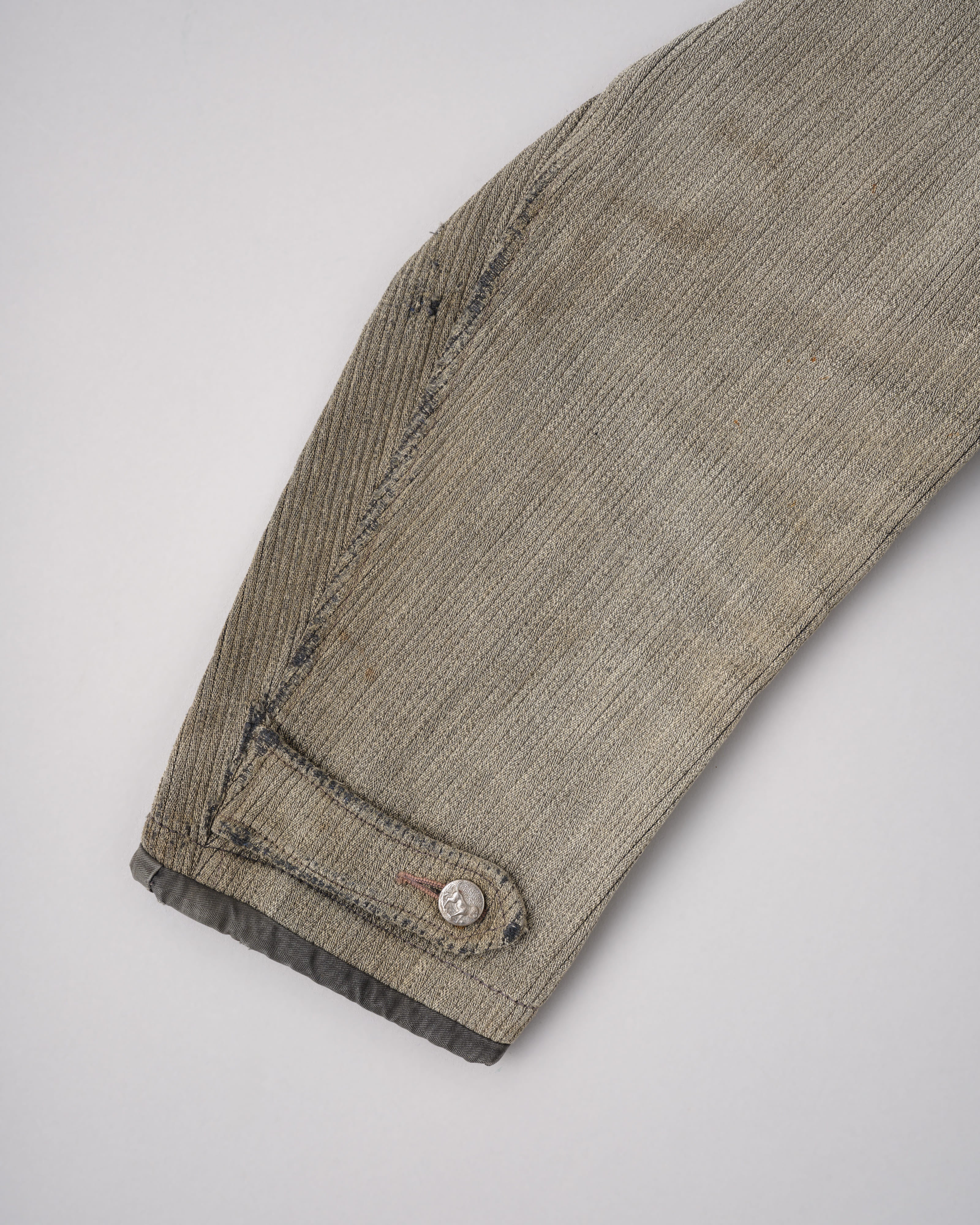 【~40's】French Vintage Gray Cotton Pique Hunting Jacket "Salt & Pepper Lining"