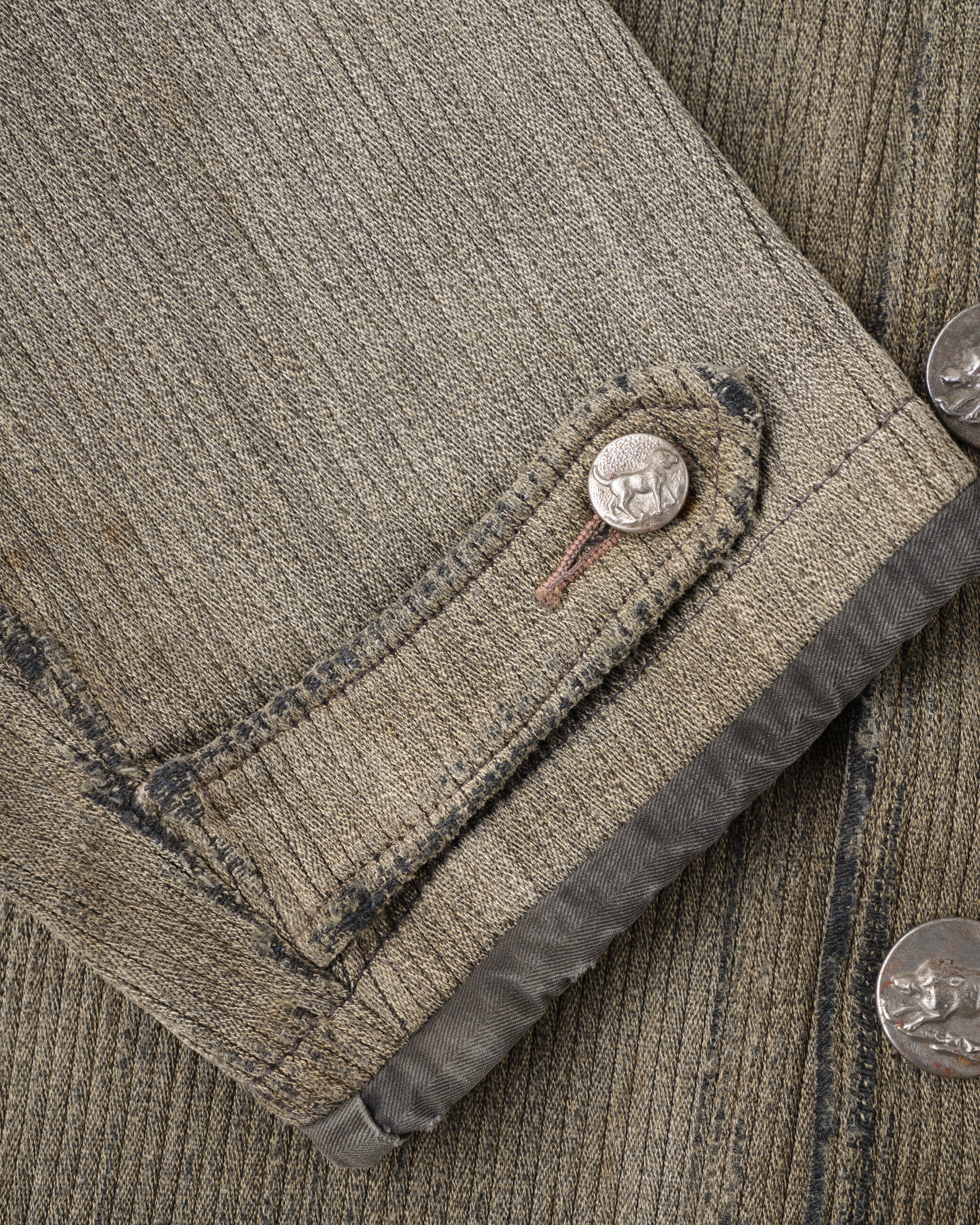 【~40's】French Vintage Gray Cotton Pique Hunting Jacket "Salt & Pepper Lining"