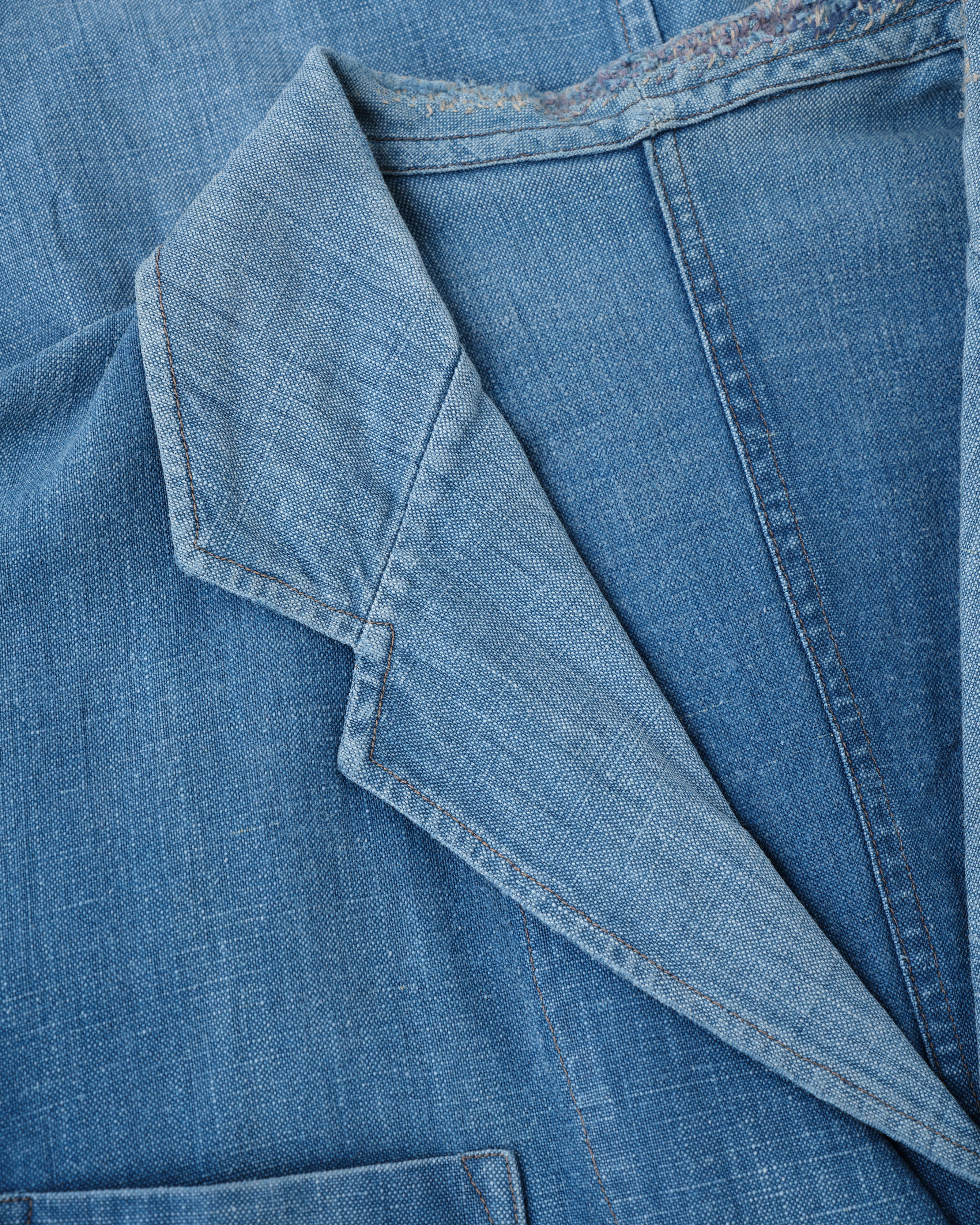 【~40's】French Vintage Indigo Metis 4 Pockets Lapel Work Jacket