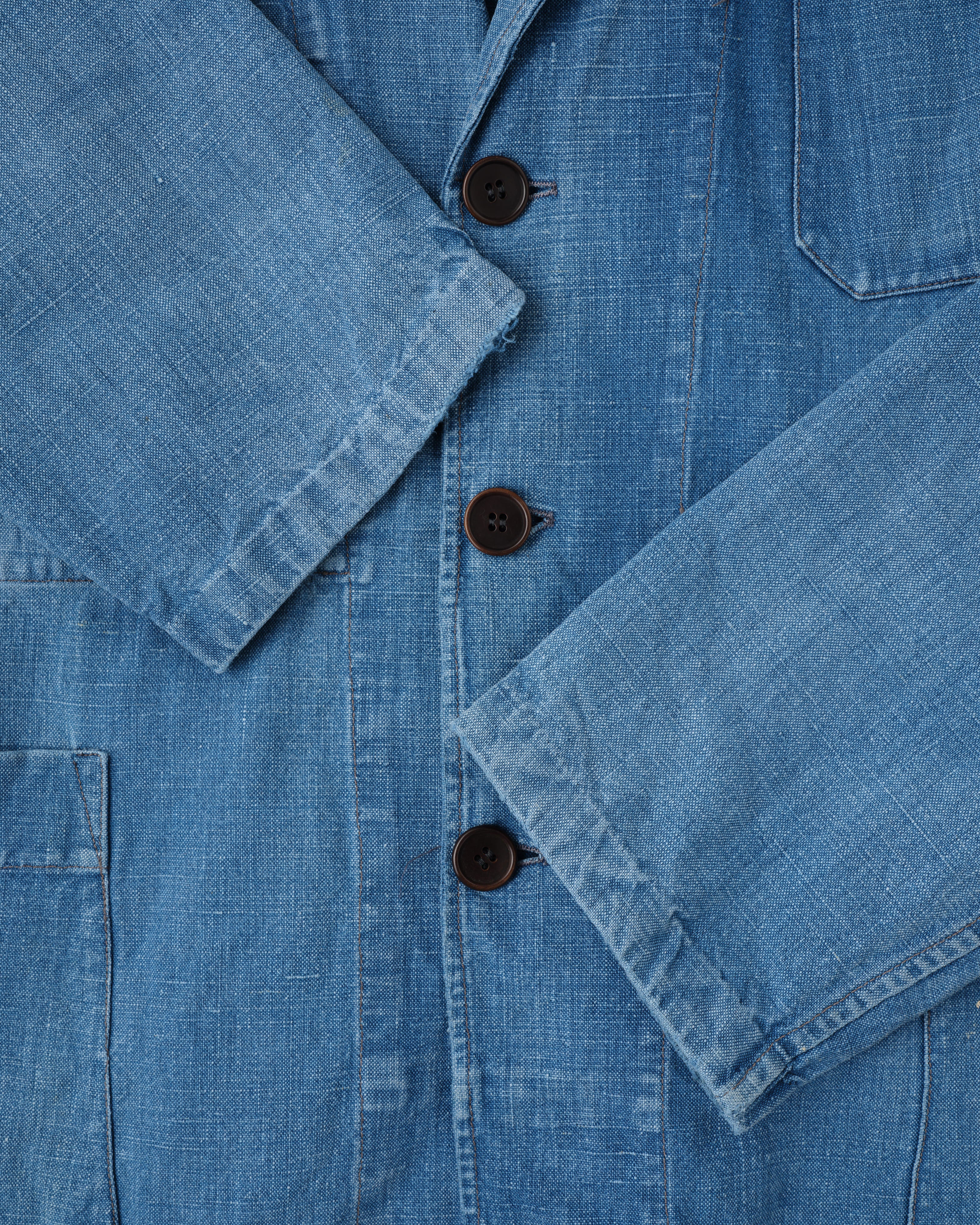 【~40's】French Vintage Indigo Metis 4 Pockets Lapel Work Jacket
