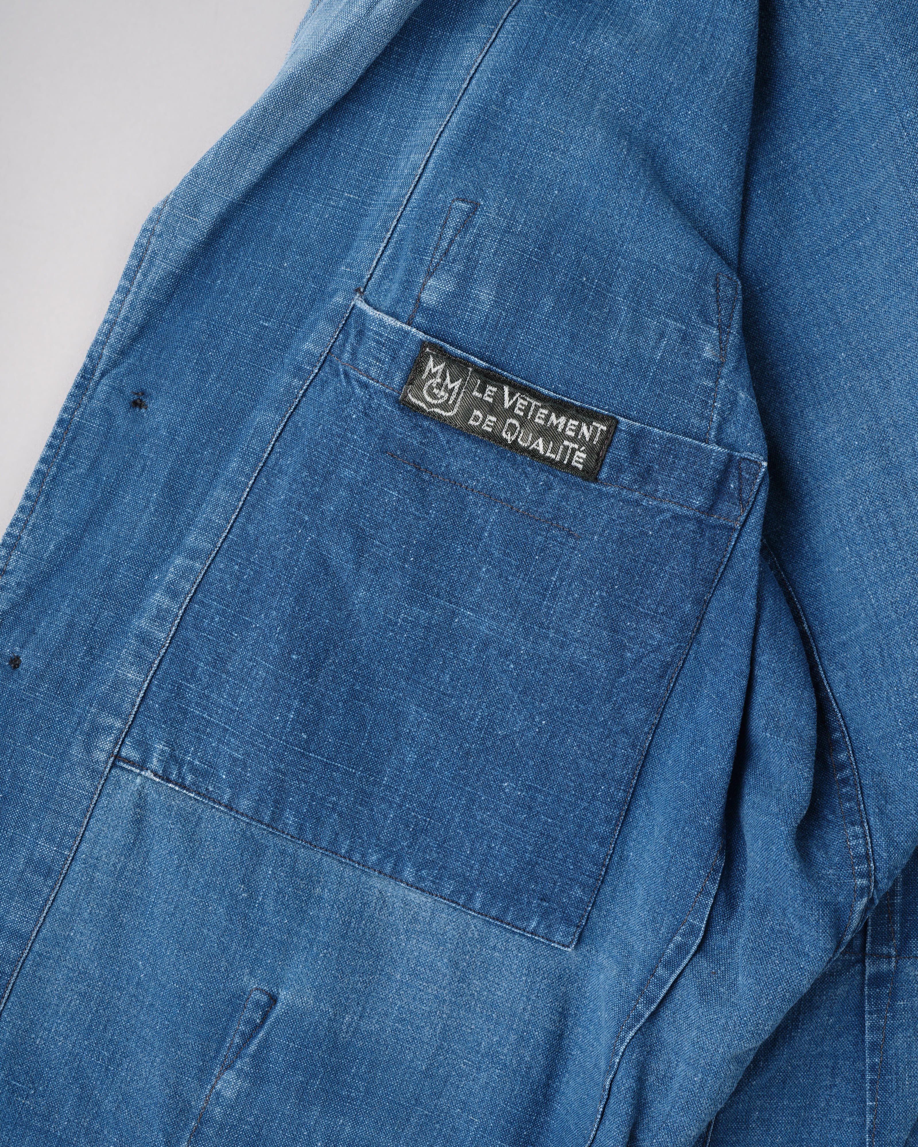 【~40's】French Vintage Indigo Metis 4 Pockets Lapel Work Jacket