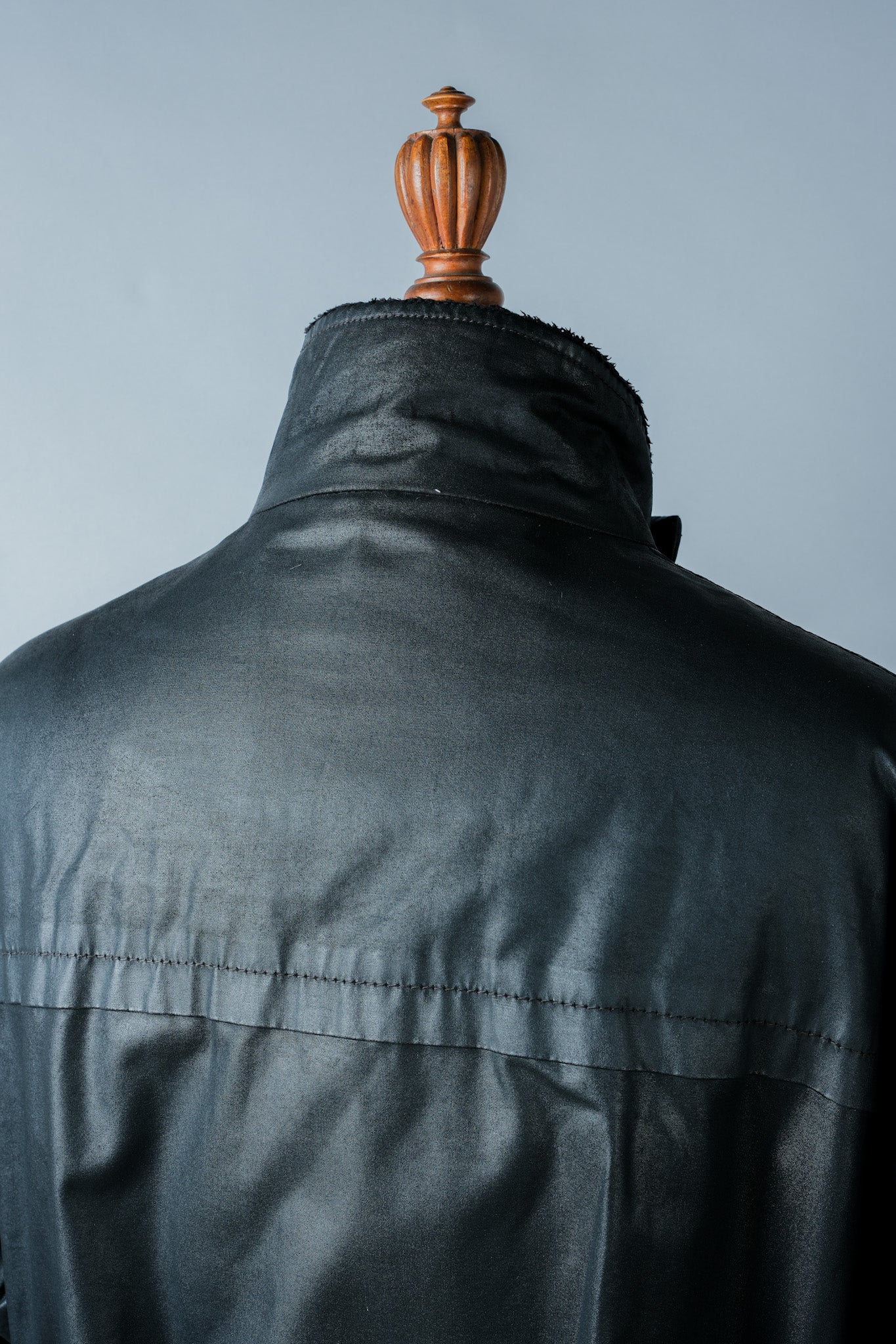 【~90’s】Old ARMANI JEANS Black Cotton Resina Belted Jacket Size.54