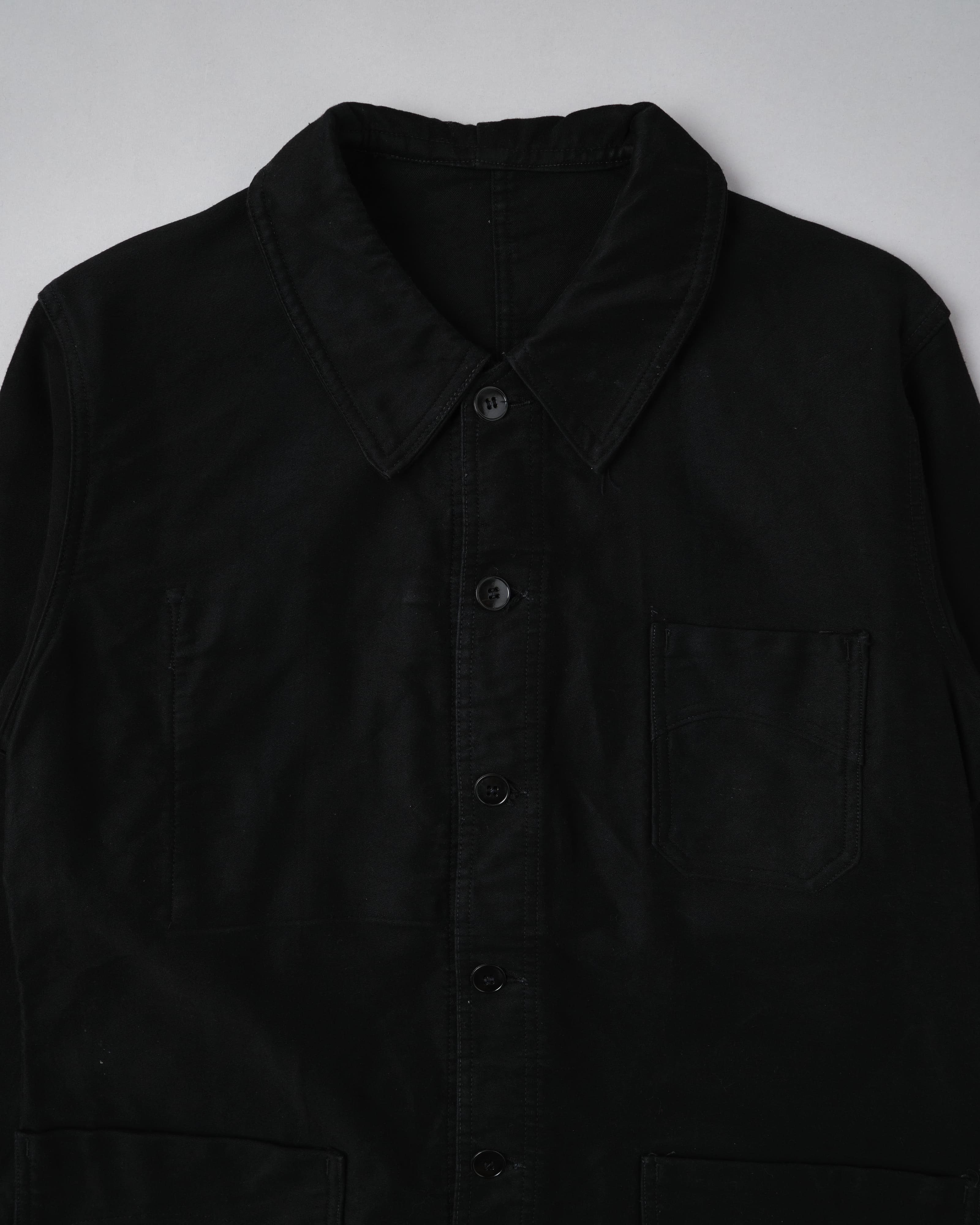 【~40's】French Vintage Black Moleskin Work Jacket "Vulcain"