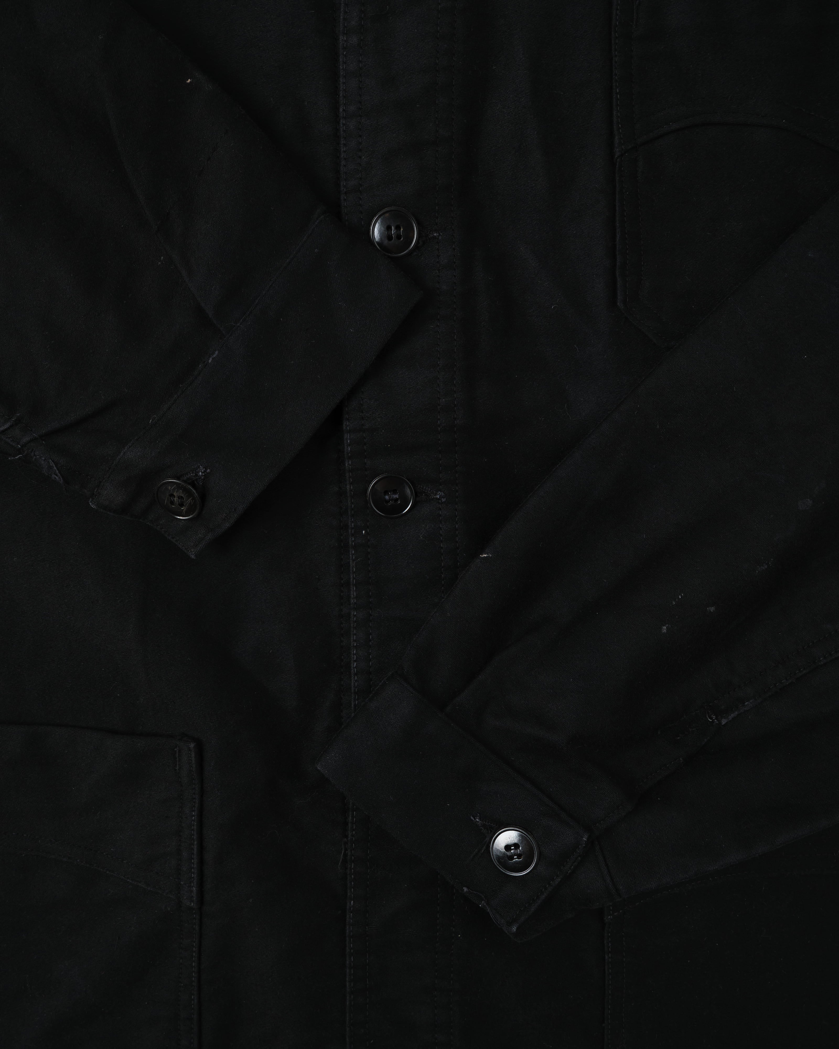【~40's】French Vintage Black Moleskin Work Jacket "Vulcain"