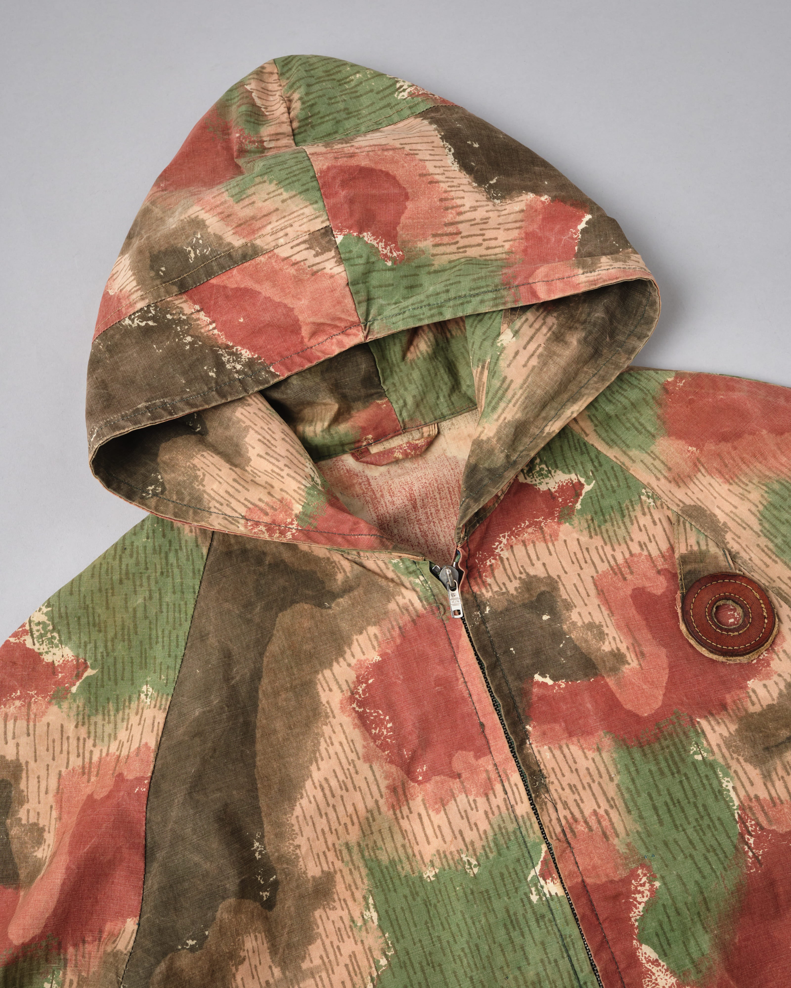 【~60's】Czechoslovakian Army Sumpfmuster Pattern Camouflage Raglan Sleeve Zip Up Hooded Jacket "Localmade"