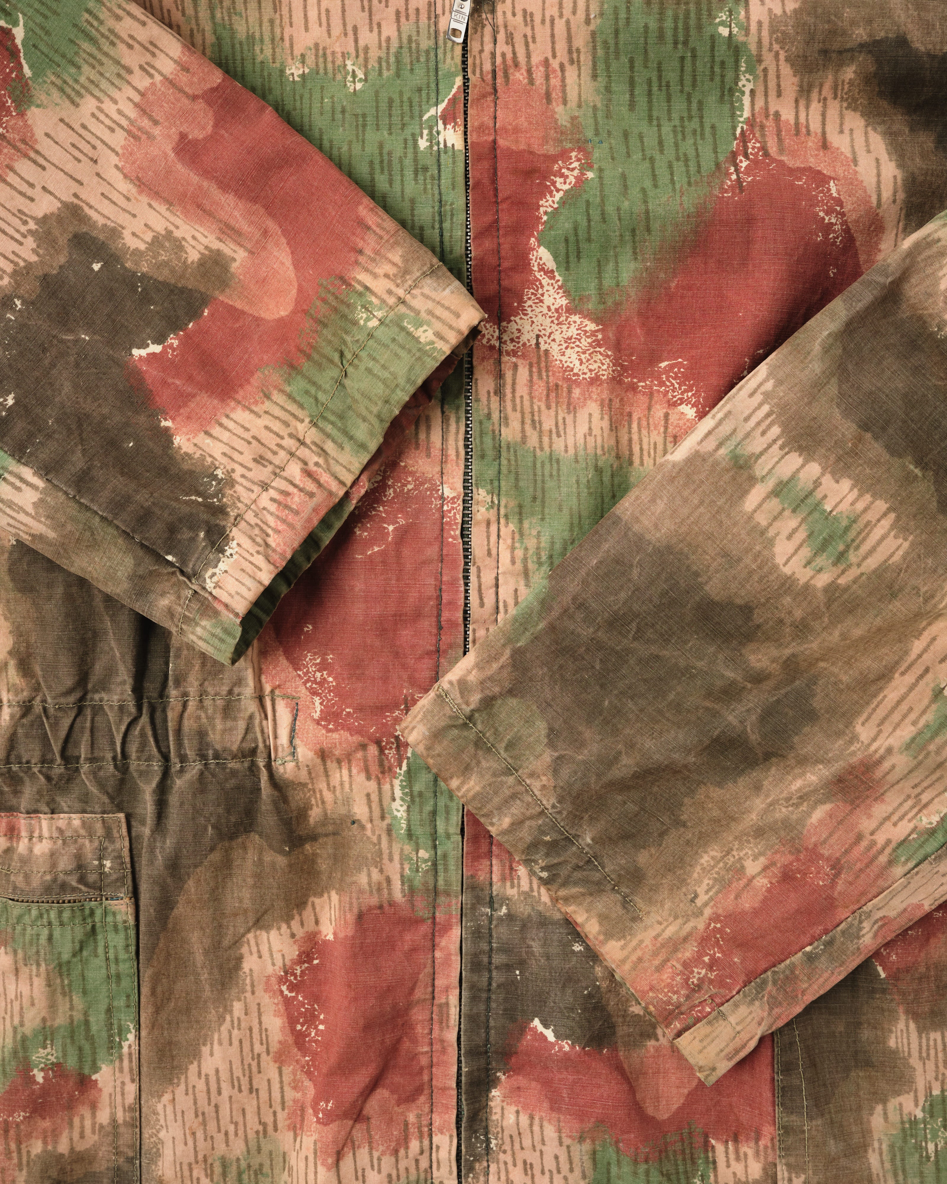 【~60's】Czechoslovakian Army Sumpfmuster Pattern Camouflage Raglan Sleeve Zip Up Hooded Jacket "Localmade"