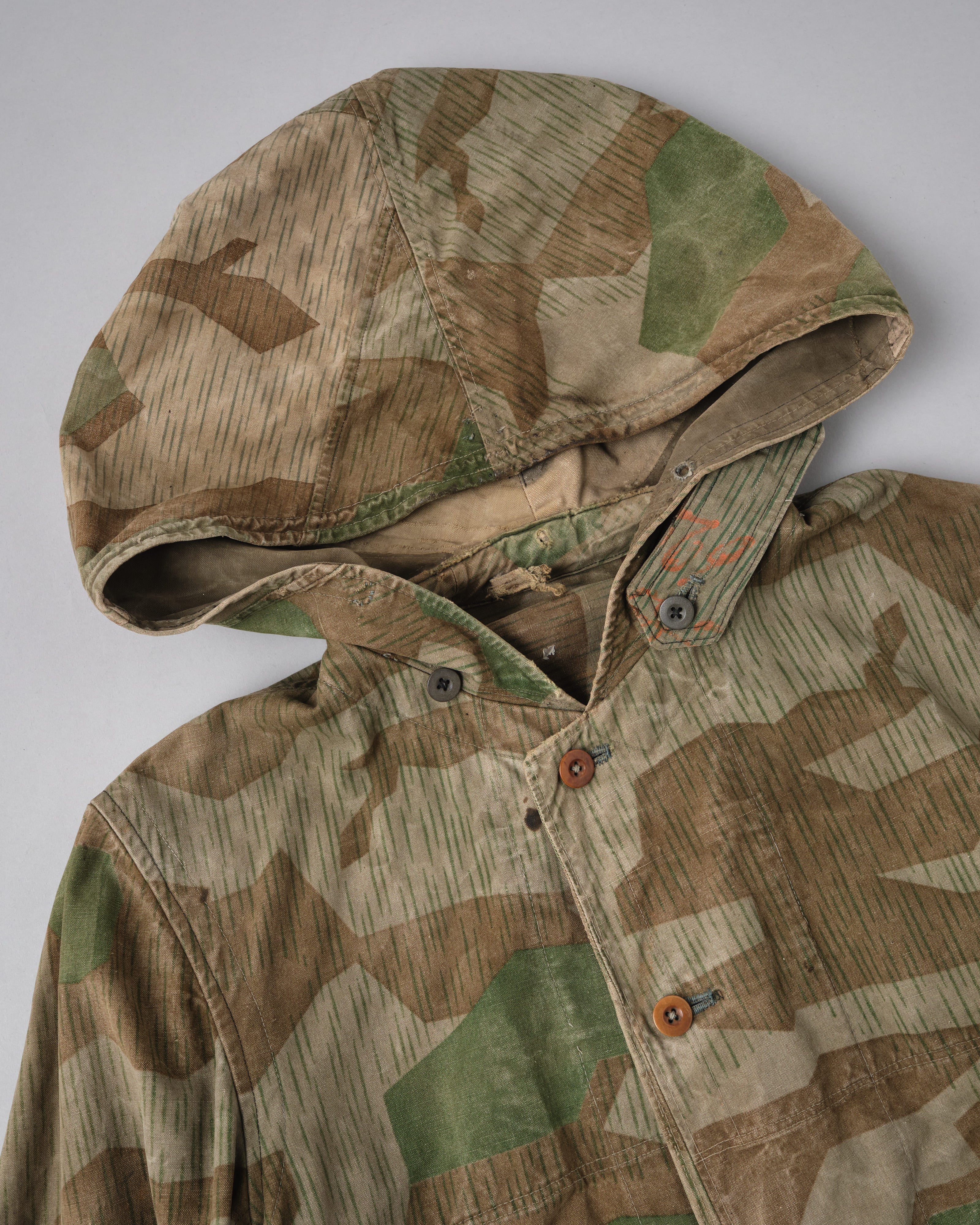 【~40's】WWII German Army Splinter Camouflage Hooded Jacket "Localmade" "Wehrmacht"