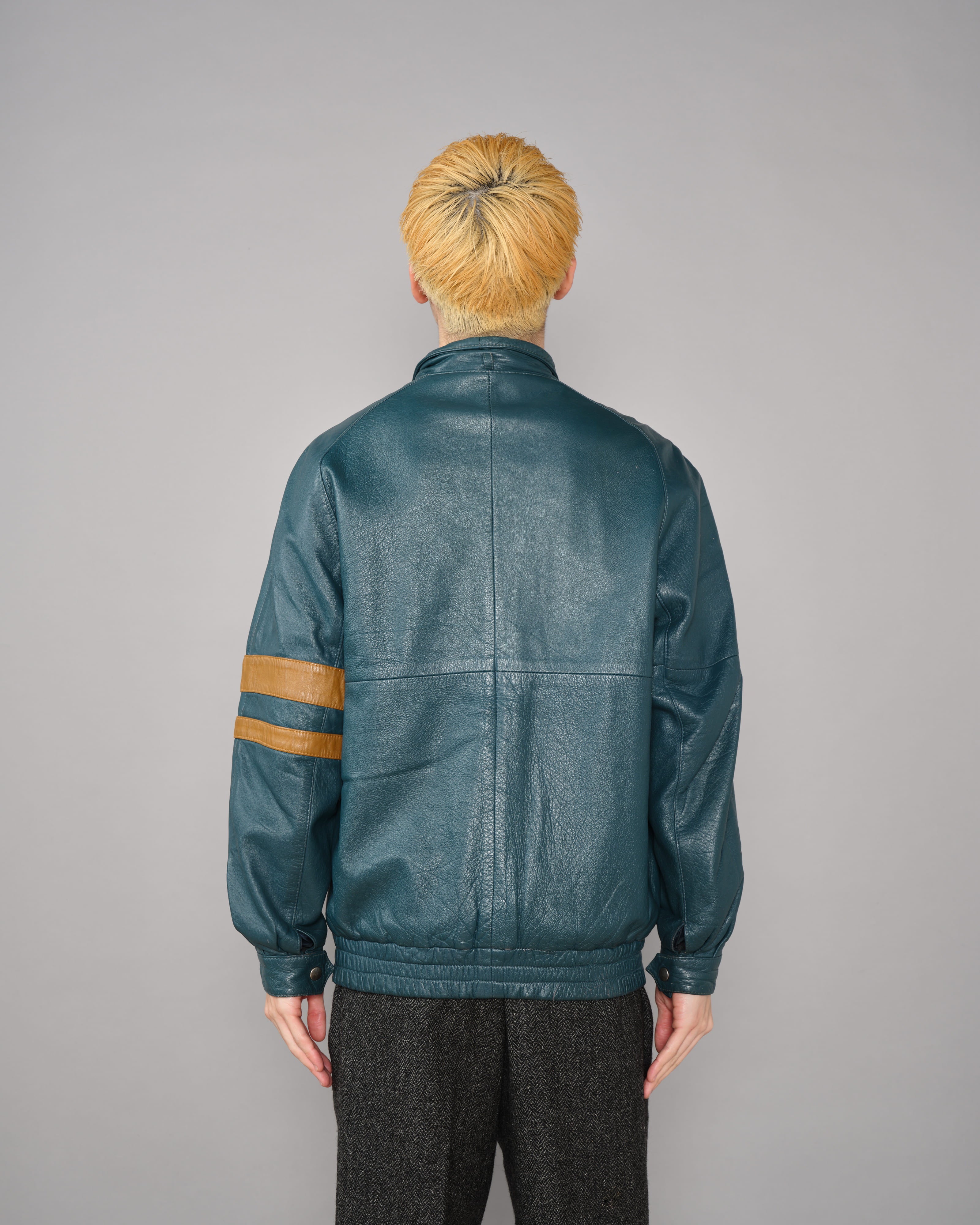 【~70's】French Vintage 2 Tone Raglan Sleeve Leather Jacket Size.S