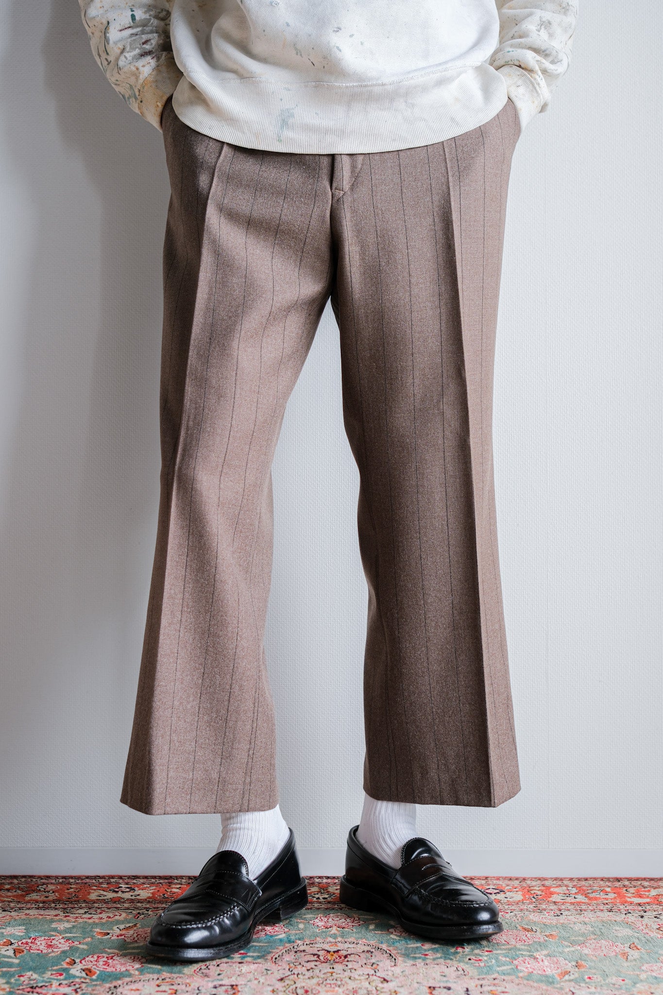 【~70's】British Vintage Wool Striped Trousers