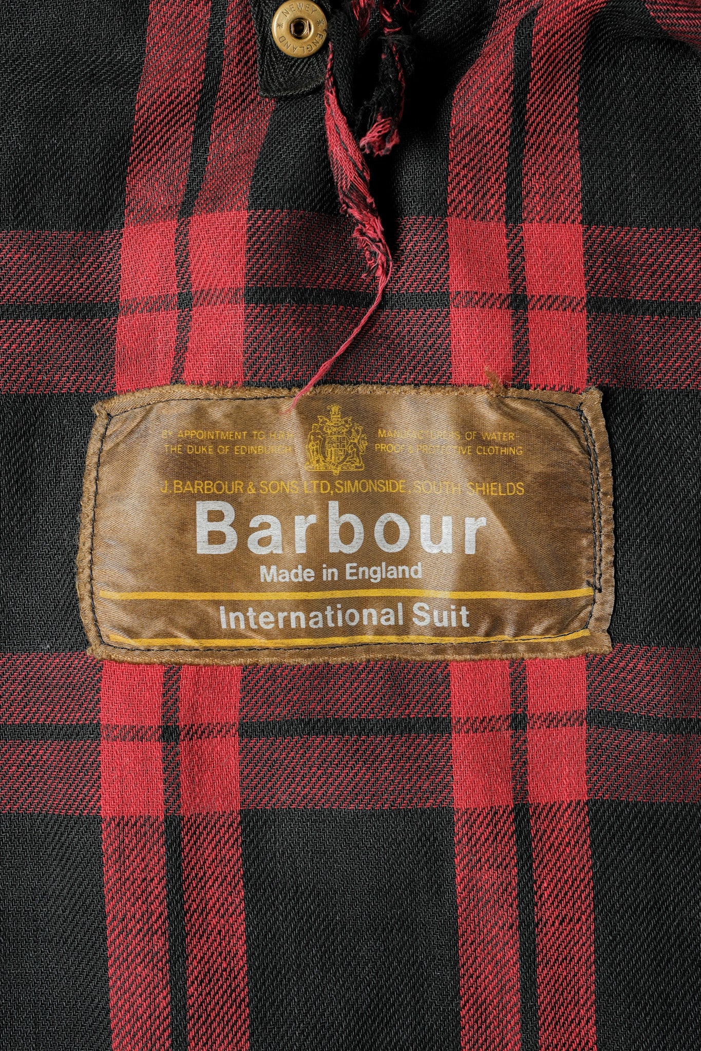 【~70's】Vintage Barbour Waxed Cotton Jacket 1 Crest "International Suit" "Gold Label" "Unusual Lining"