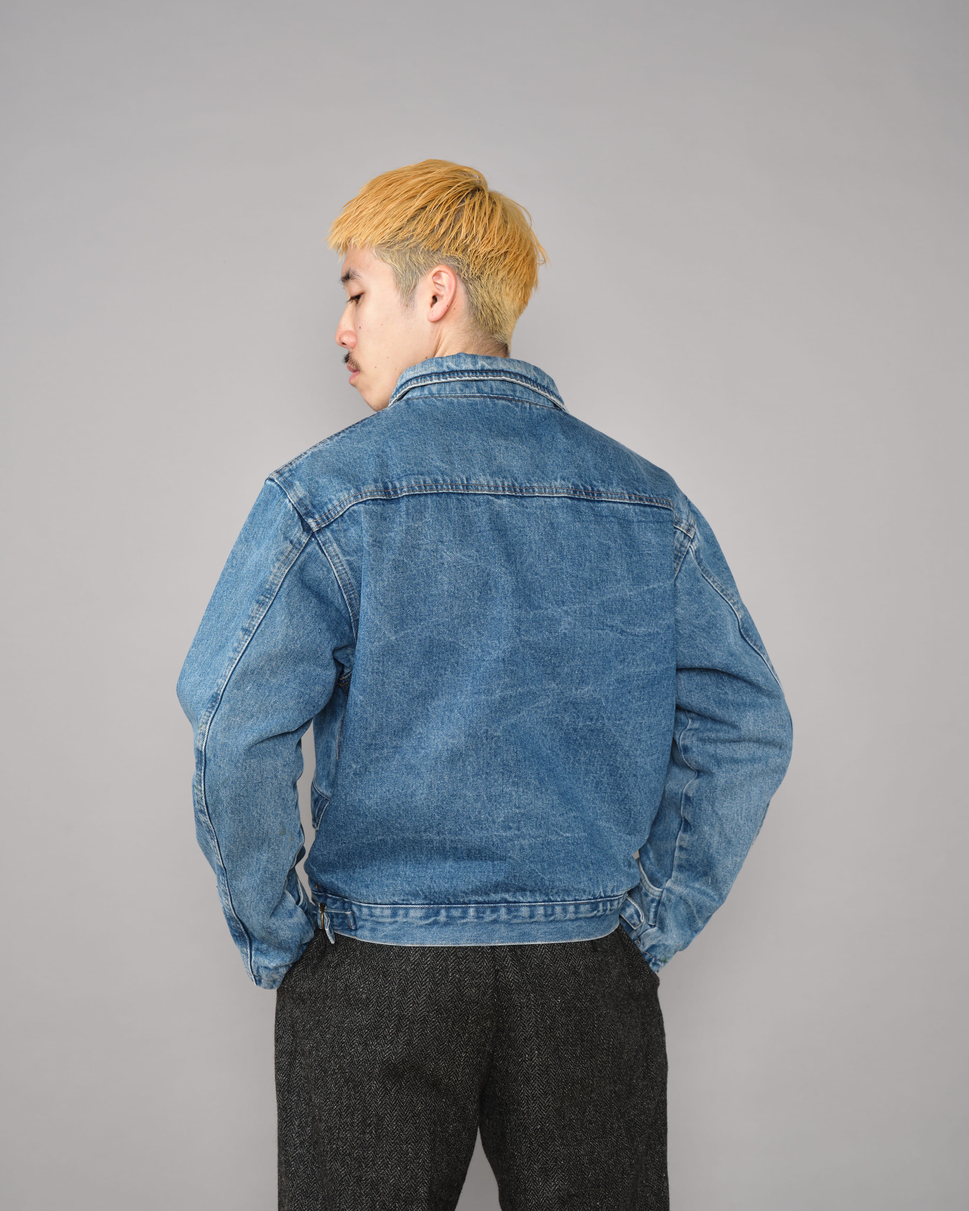 【~80’s】Italian Vintage D-ring Strap Front Design Denim Blouson Size.44