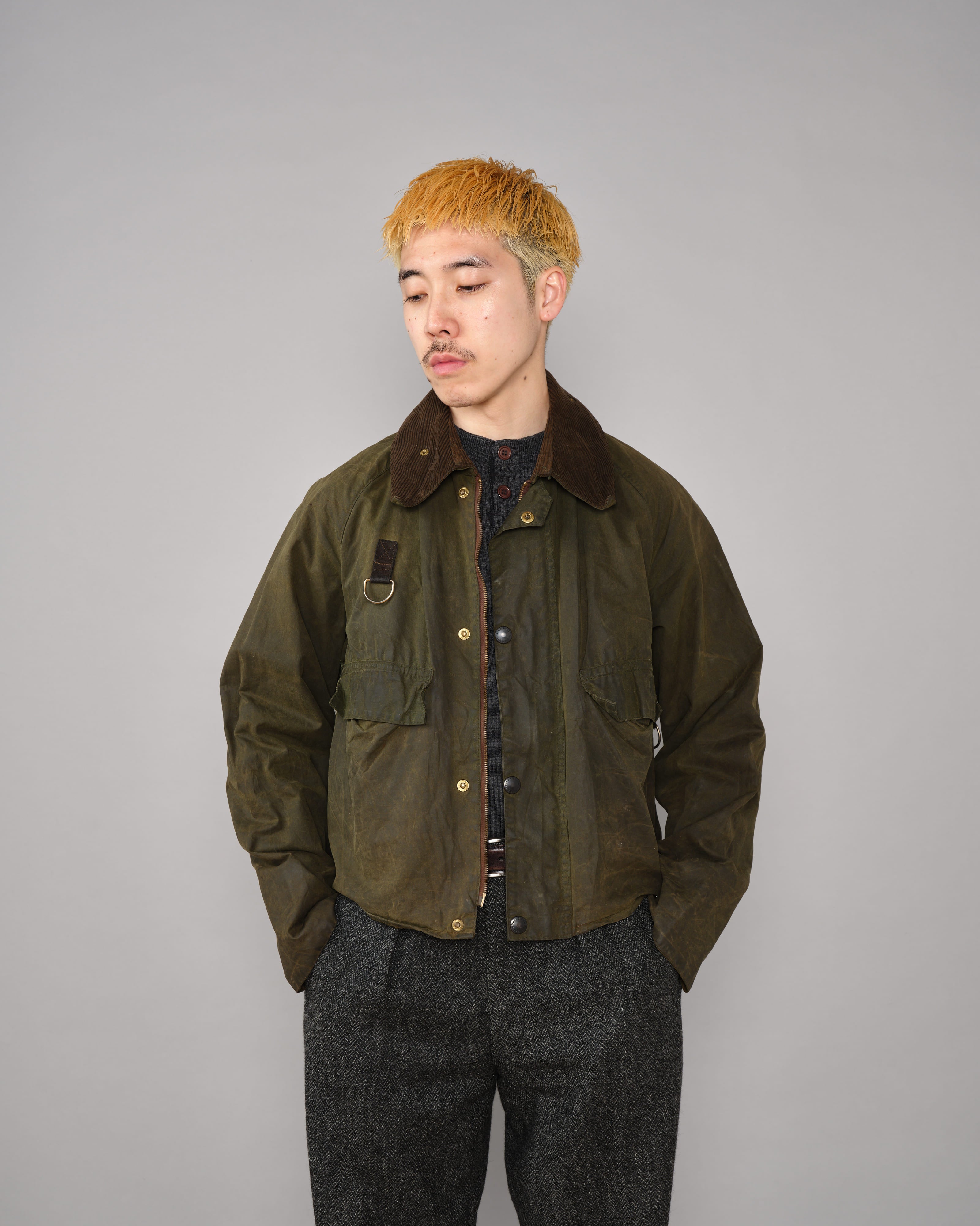 【~80's】Vintage Barbour Waxed Cotton Jacket "SPEY" 2 Crest Size.MEDIUM