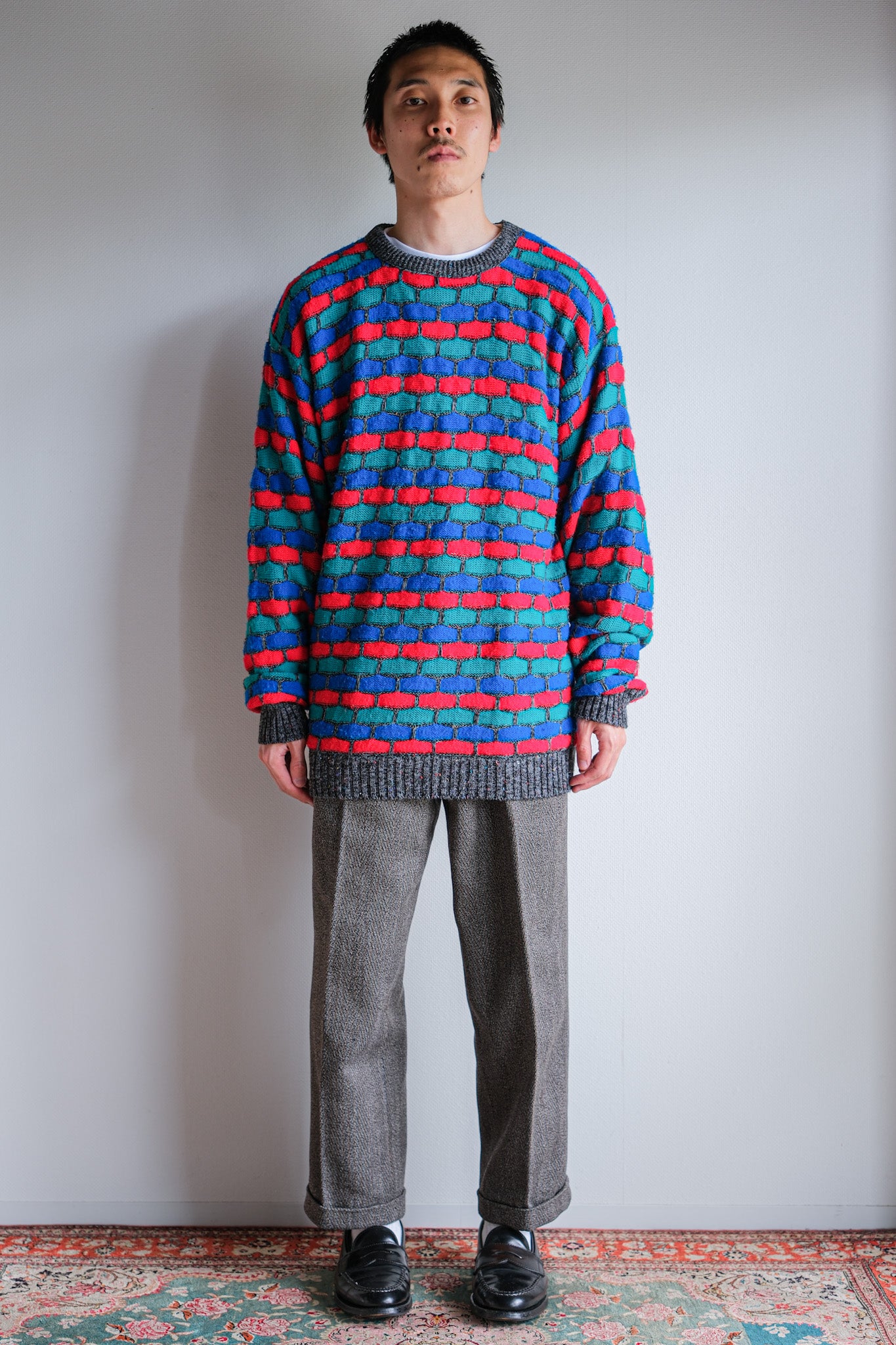 【~90's】American Vintage Acrylic Patterned Sweater Size.LARGE