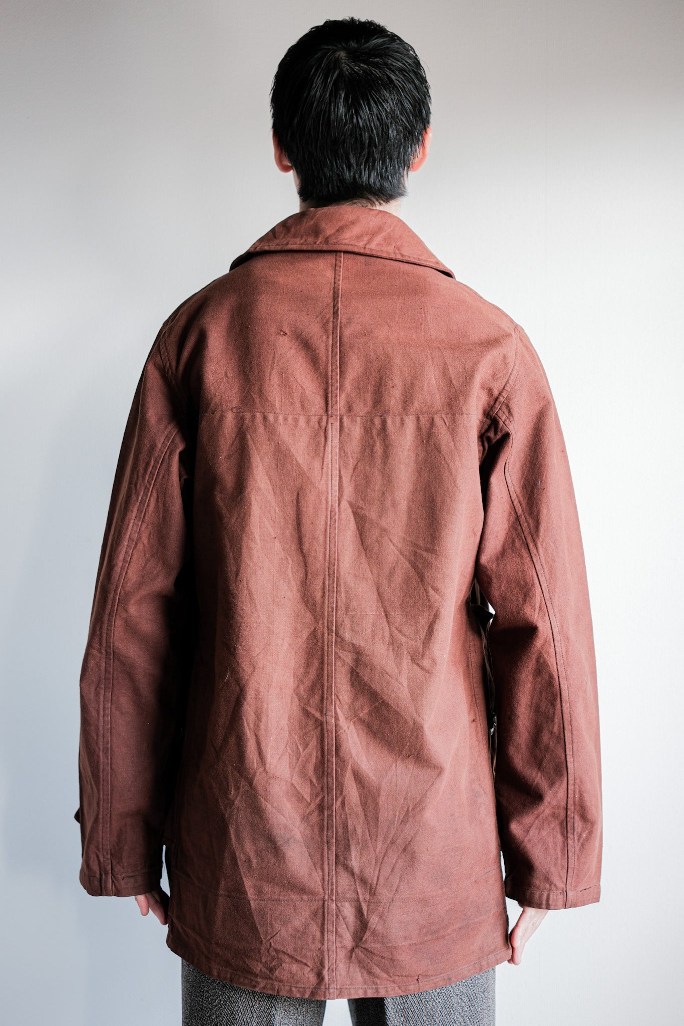【~20's】French Vintage Reddish Brown Cotton Linen Hunting Jacket