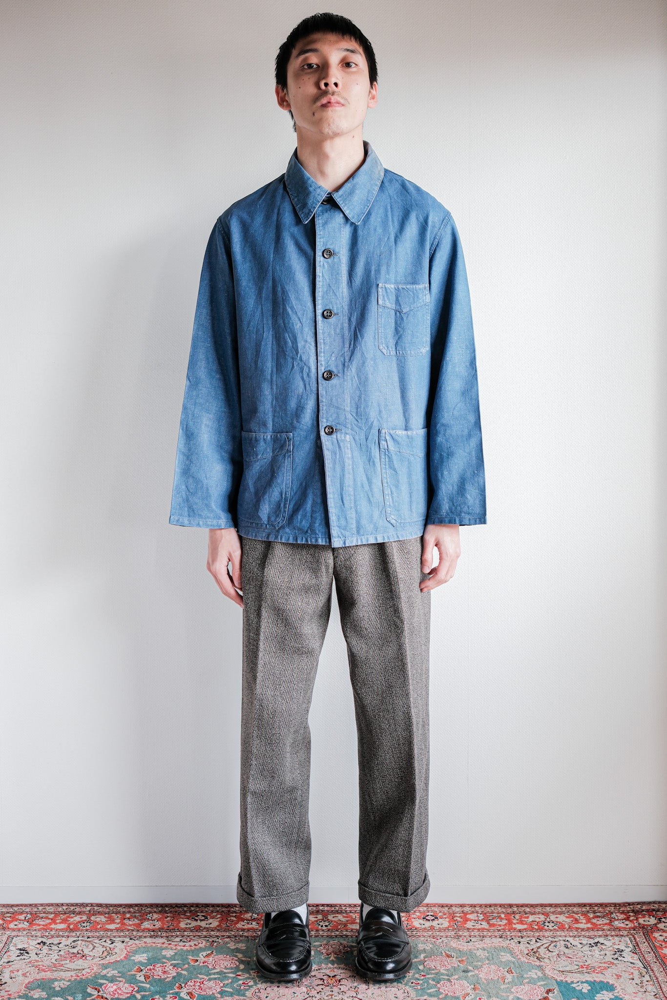 【~40's】French Vintage Indigo Linen Work Jacket