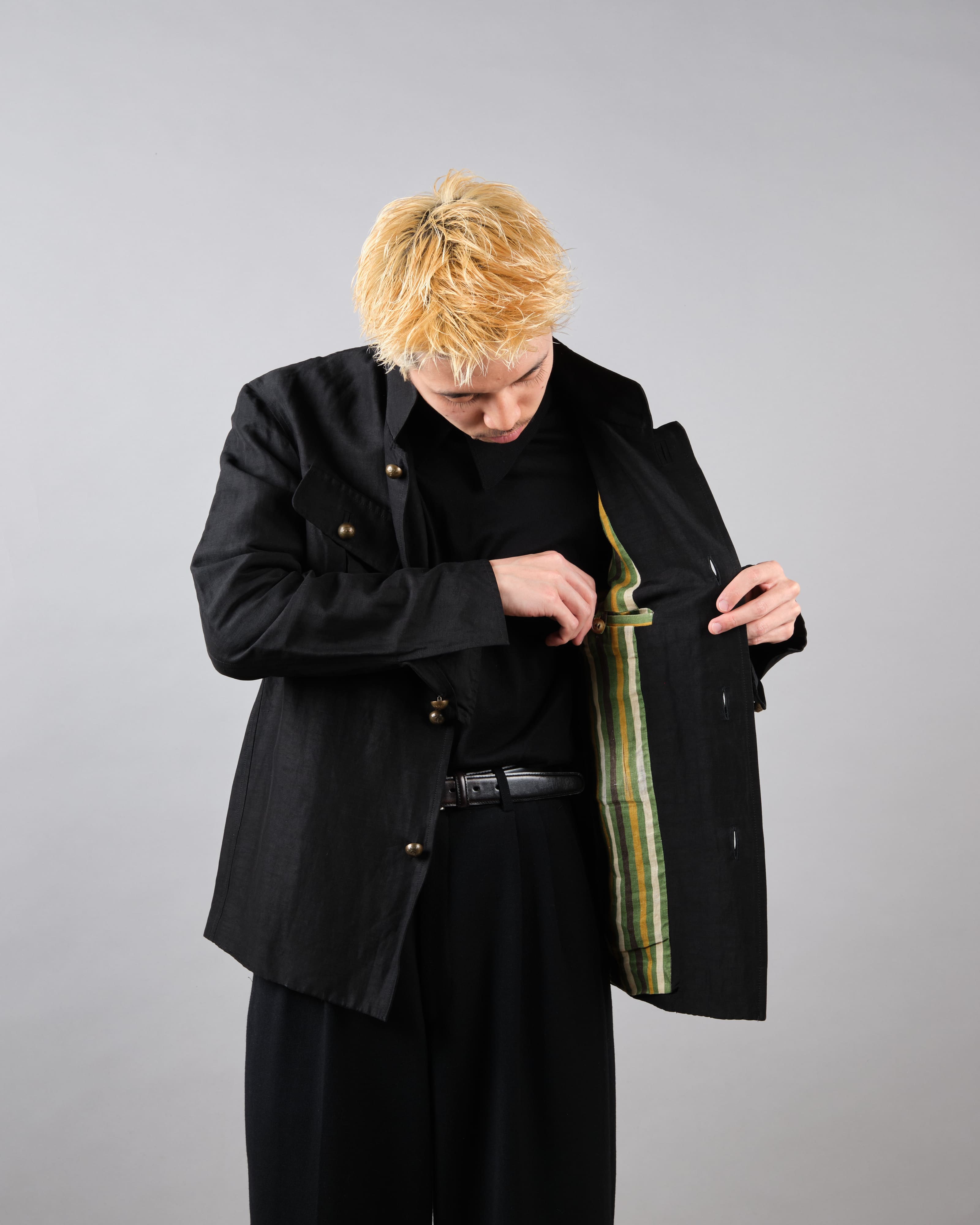 【~00's】Old ARNYS PARIS Silk Linen Stand Collar Jacket Size.46