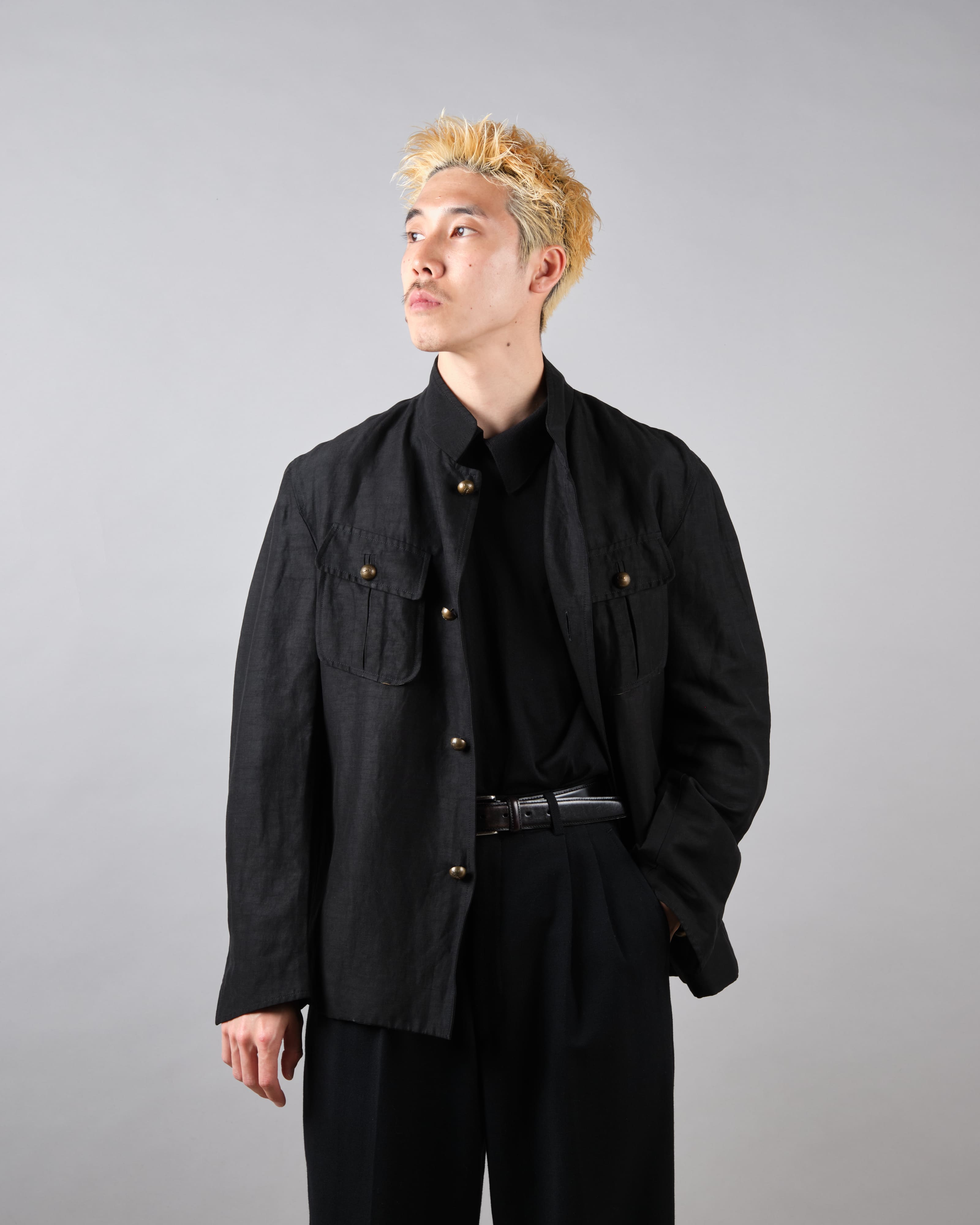 【~00's】Old ARNYS PARIS Silk Linen Stand Collar Jacket Size.46