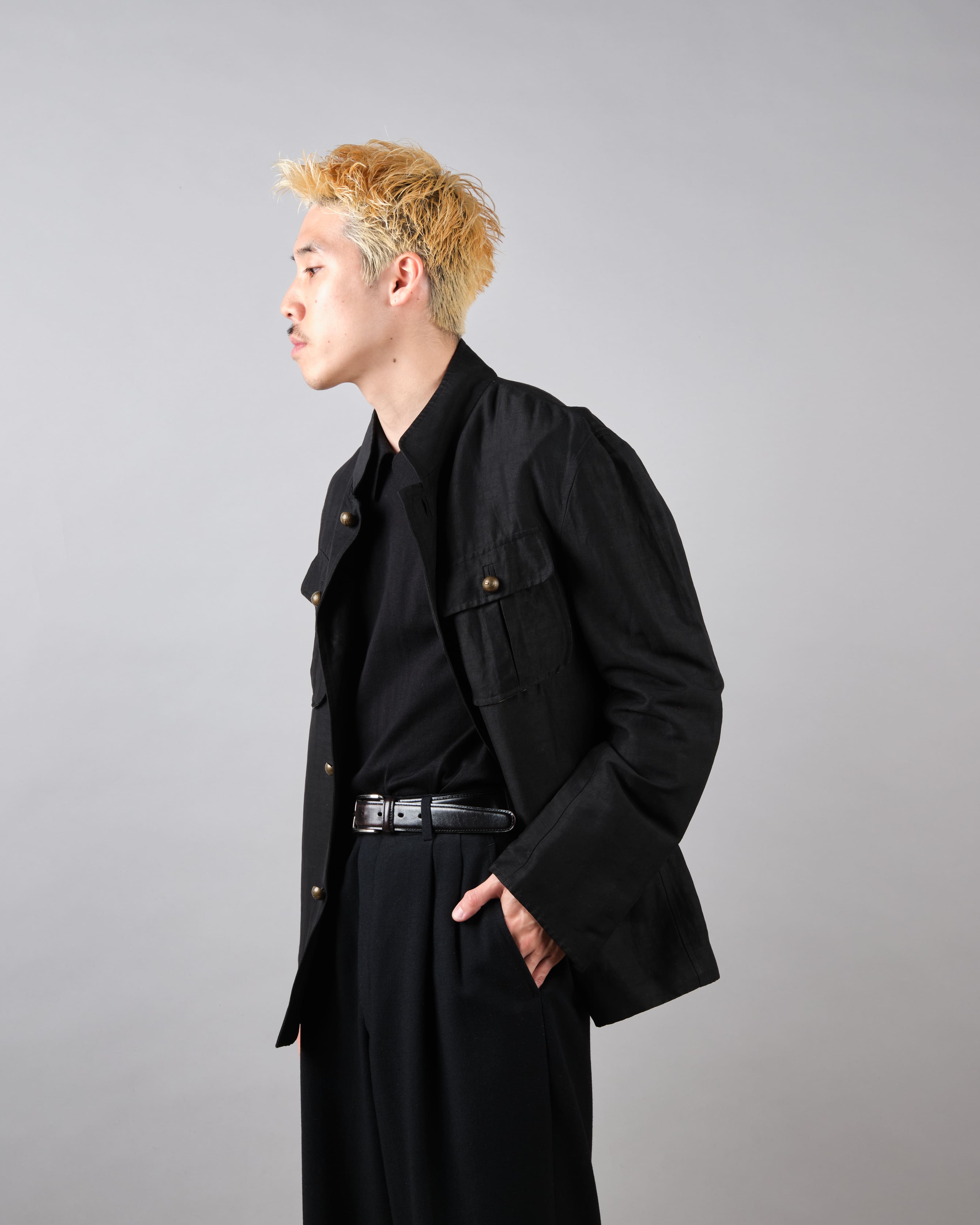 【~00's】Old ARNYS PARIS Silk Linen Stand Collar Jacket Size.46