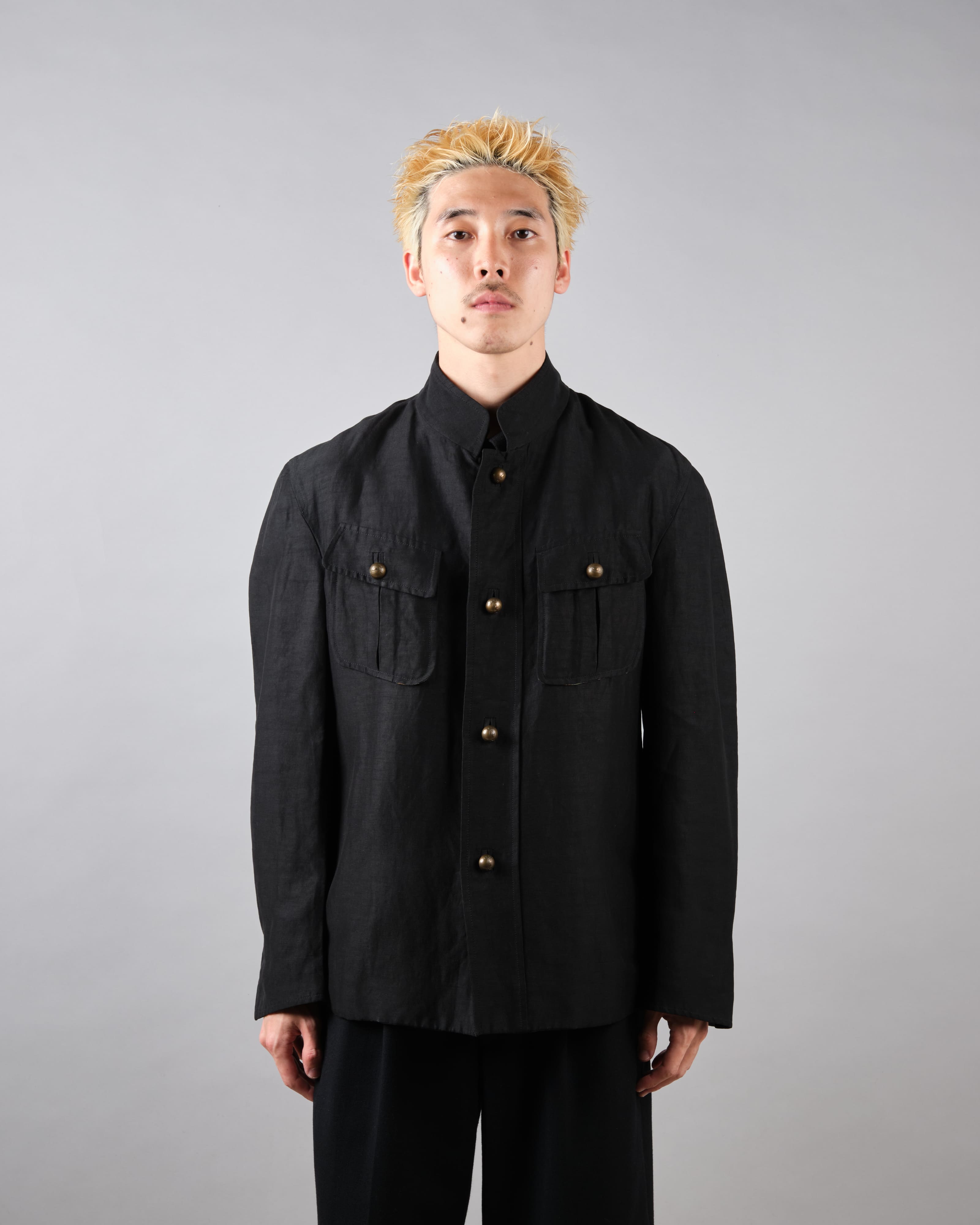 【~00's】Old ARNYS PARIS Silk Linen Stand Collar Jacket Size.46