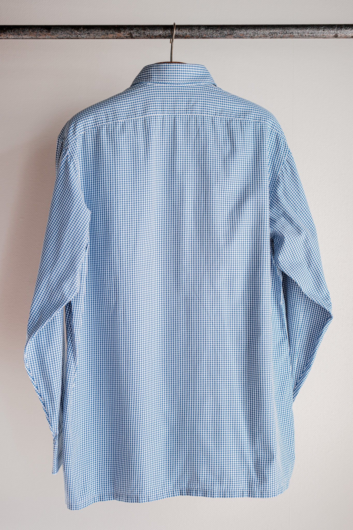 【~00's】Old Charvet Cotton Checked Dress Shirt "Bespoke"