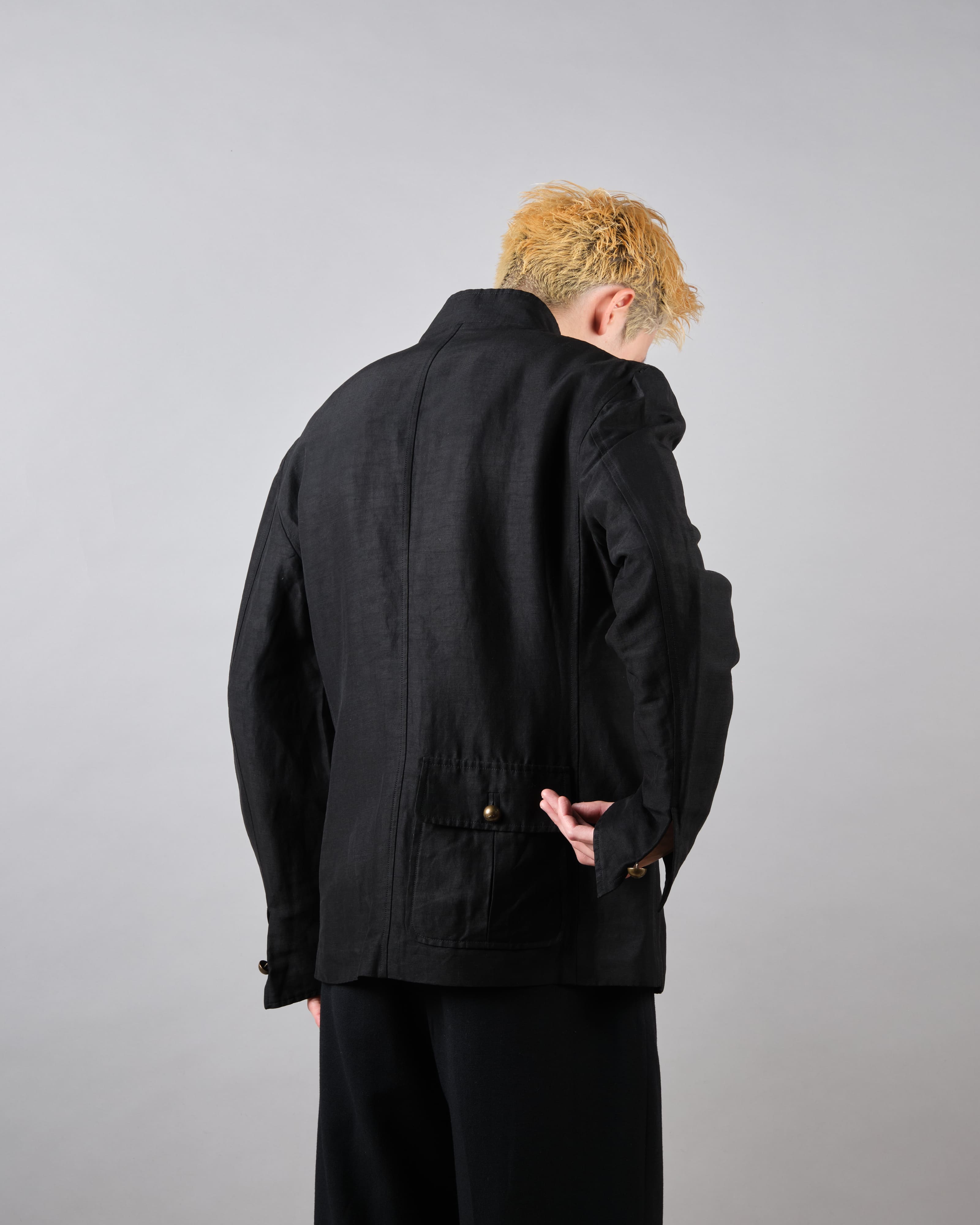 【~00's】Old ARNYS PARIS Silk Linen Stand Collar Jacket Size.46