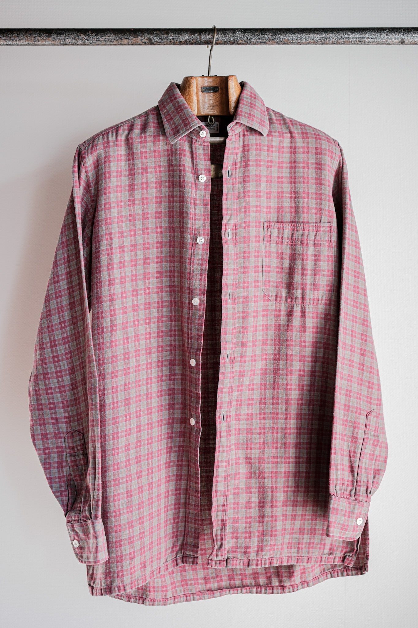 【~00's】Old Charvet Cotton Checked Shirt Size.38