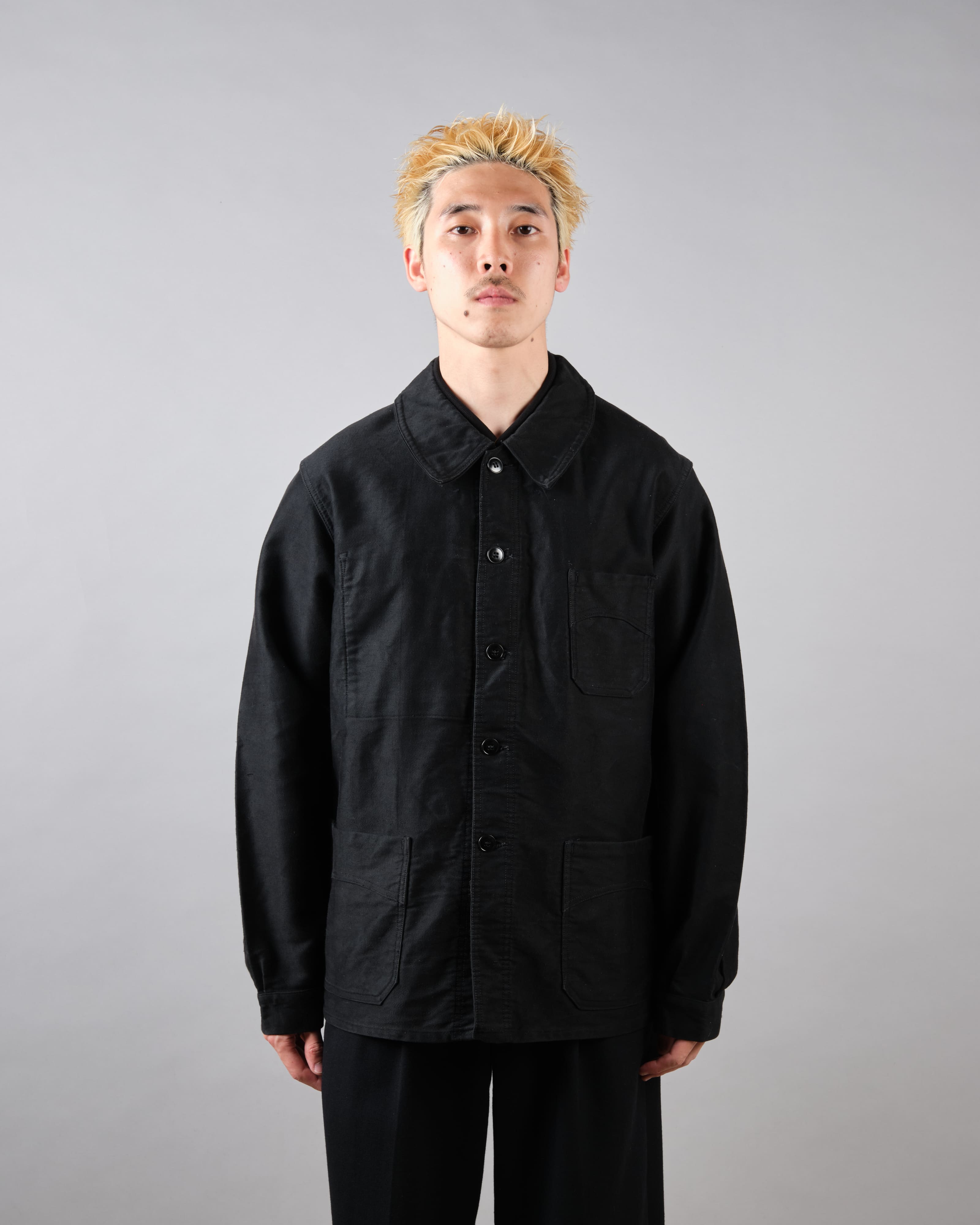 【~40's】French Vintage Black Moleskin Work Jacket "Vulcain"