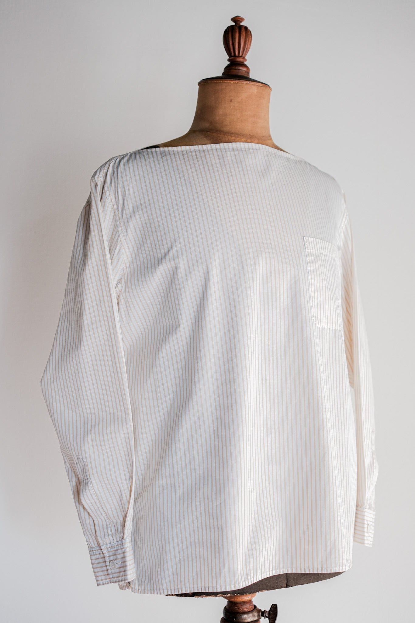 【~00's】Old Hermès Paris Boat Neck Cotton Striped Shirt Size.40 by Martin Margiela