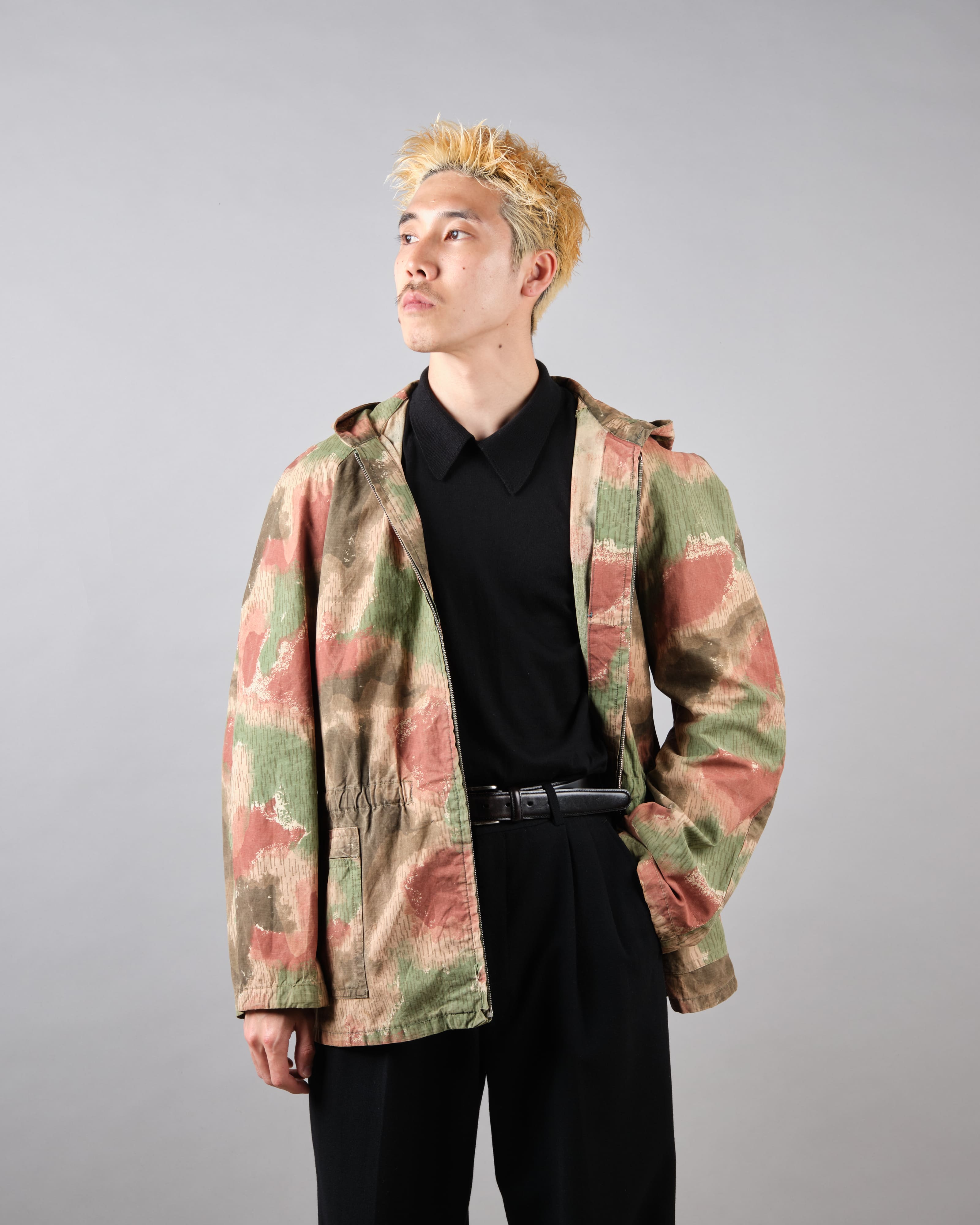 【~60's】Czechoslovakian Army Sumpfmuster Pattern Camouflage Raglan Sleeve Zip Up Hooded Jacket "Localmade"